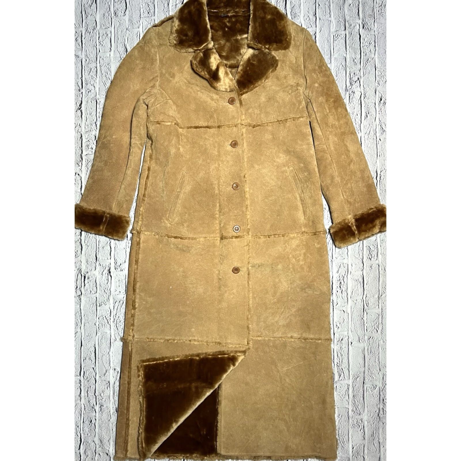 Vintage Brandon Thomas Women's Tan Suede Leather Trench Coat SOFT Faux Fur Lined L Size L / US 10 / IT 46 - 2 Thumbnail