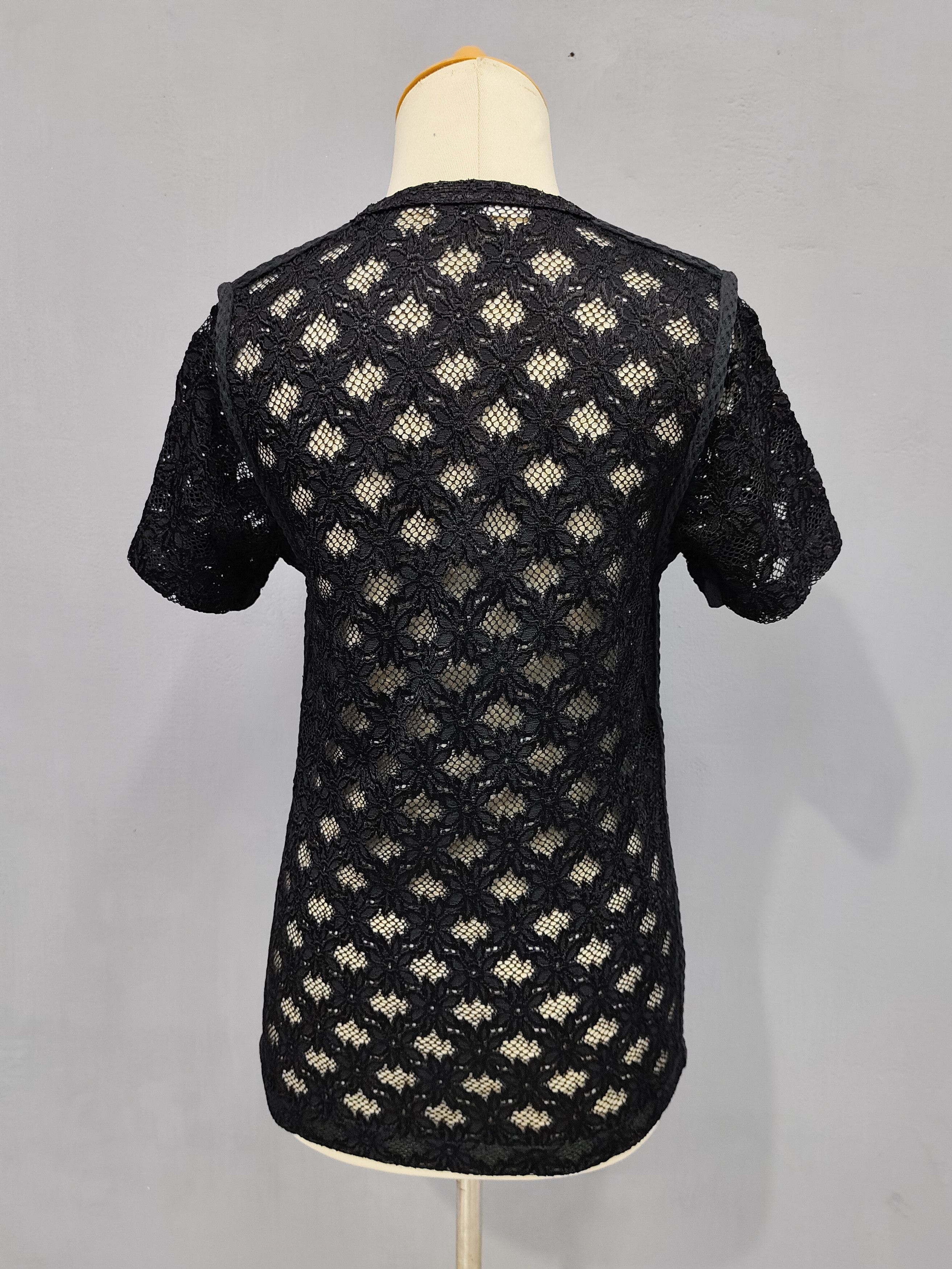 Comme des Garcons 2000s CDG🔥 Gothic Minimalist Floral Crochet Lace MeshTop Size M / US 6-8 / IT 42-44 - 10 Thumbnail