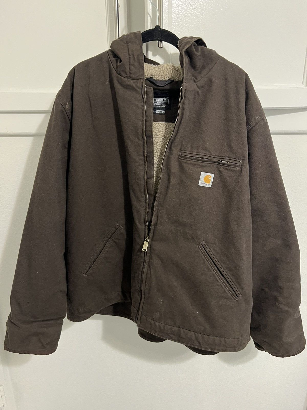 Carhartt Carhartt Washed Duck Sherpa Lined Hooded Work Jacket Size US XXL / EU 58 / 5 - 1 Thumbnail