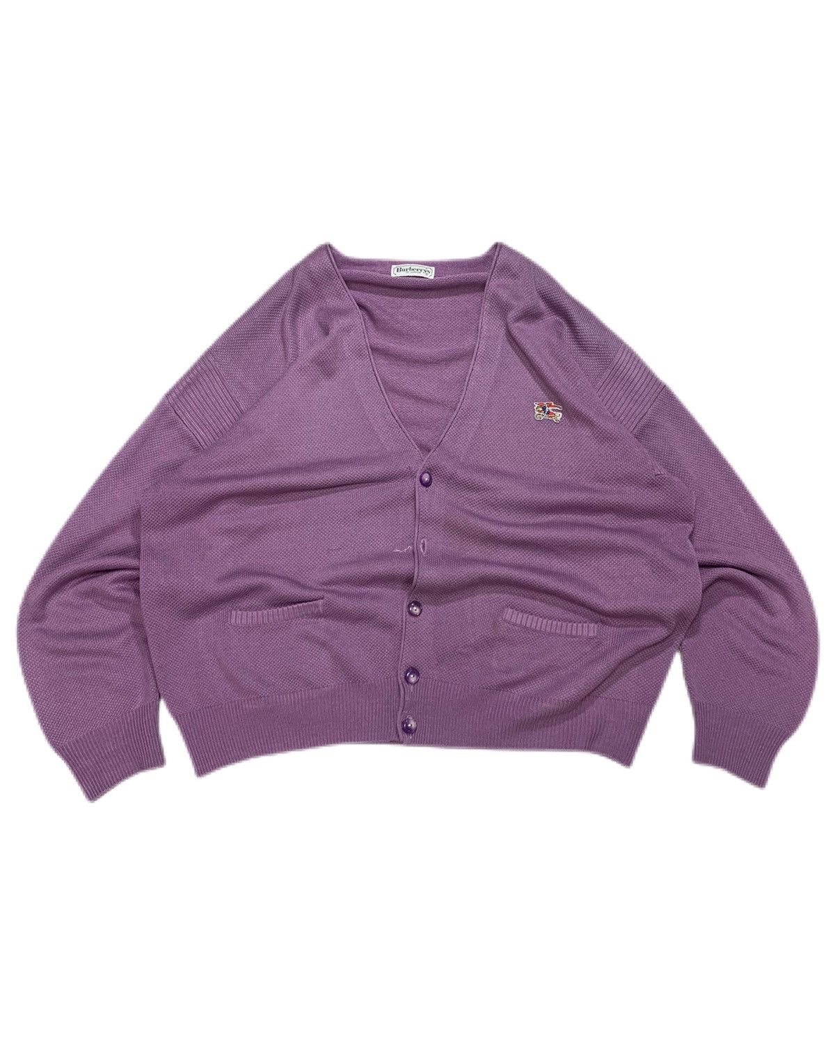 Burberry 90s Luxury Vintage Lilac purple Button up loose fit cardigan Size US XL / EU 56 / 4 - 1 Thumbnail