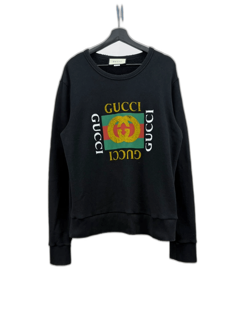 Gucci Gucci Black Distressed Crewneck Sweatshirt Size S-yf Size US S / EU 44-46 / 1 - 1 Thumbnail