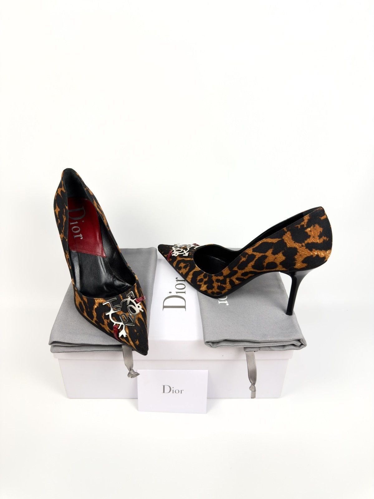 Dior 💖 Dior Iconic F/W 2004 by John Galliano Leopard Heels Pumps Size US 8.5 / IT 38.5 - 3 Thumbnail