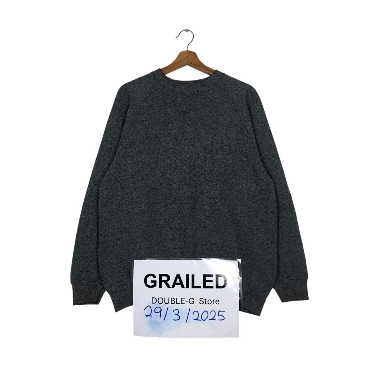 Vintage 📌Vintage Plain Sweatshirt Fruit Of The Loom Rich Grey Size US L / EU 52-54 / 3 - 1 Thumbnail