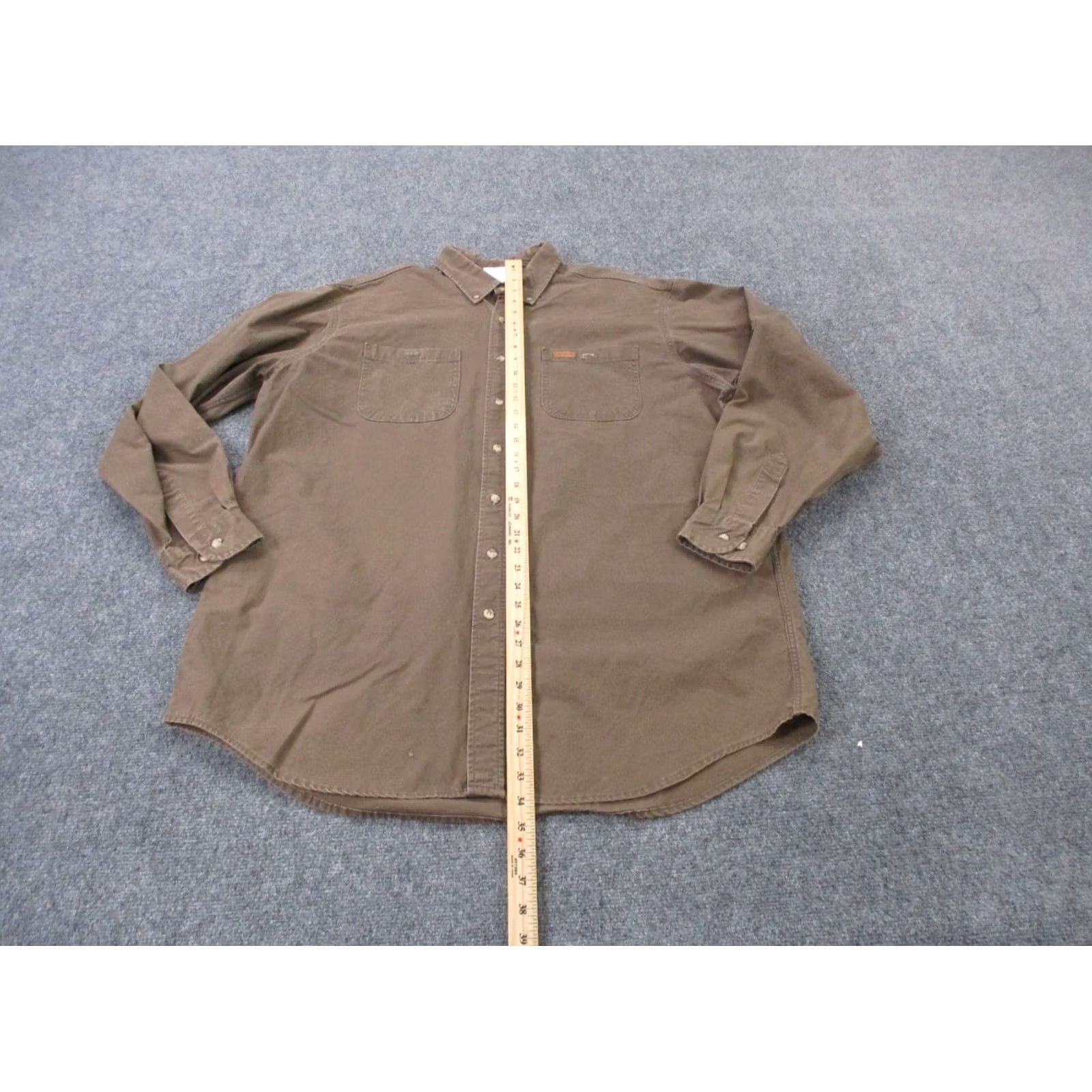 Carhartt Carhartt Shirt Mens XLT Brown Workwear Outdoors USA Made 90s Logo Button-Up Long Sleeve VINTAGE Size US XL / EU 56 / 4 - 3 Thumbnail