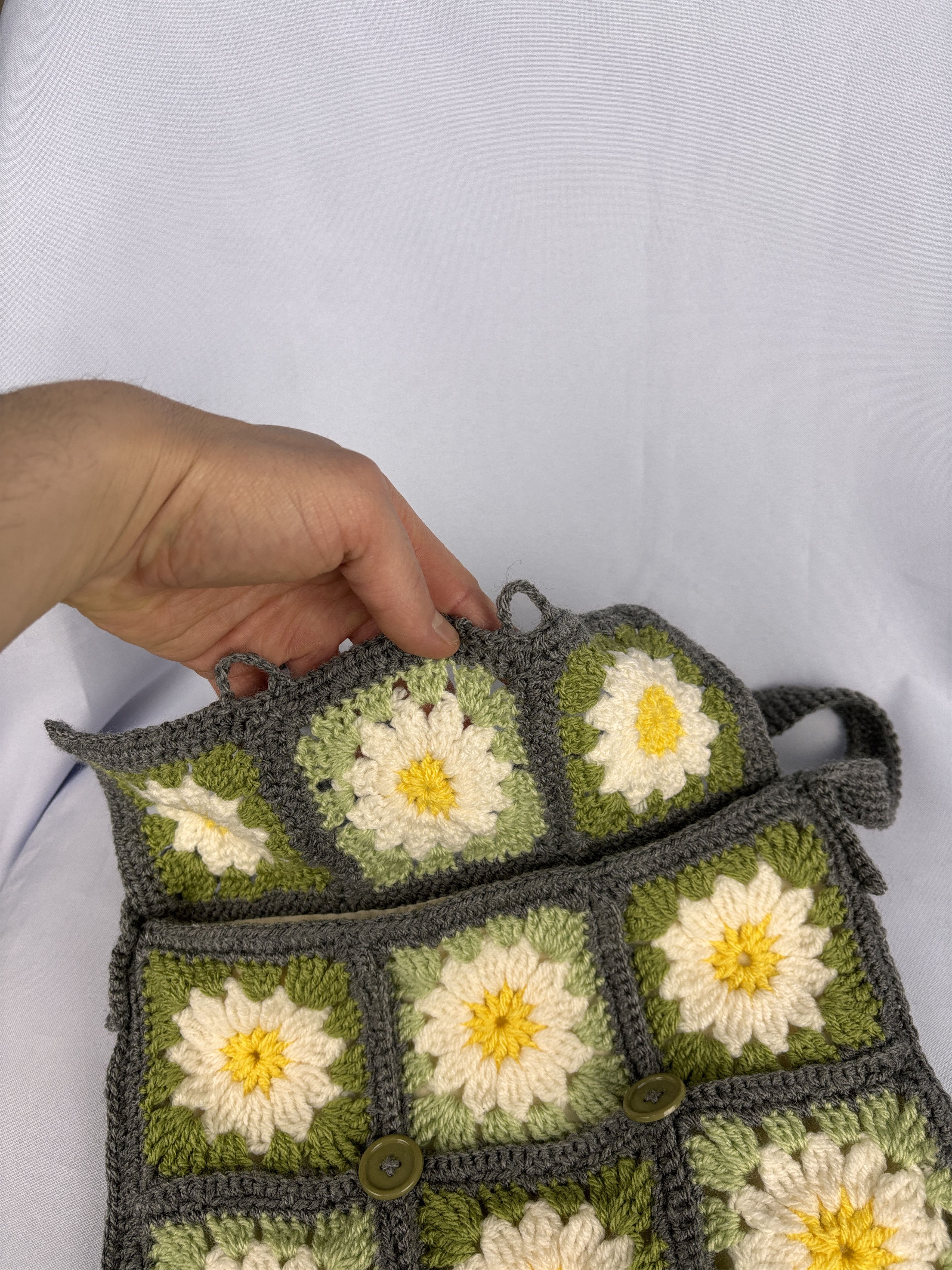 Handmade Crochet Crossbody Shoulder Bag Granny Square Knit Boho Hobo Size ONE SIZE - 6 Thumbnail
