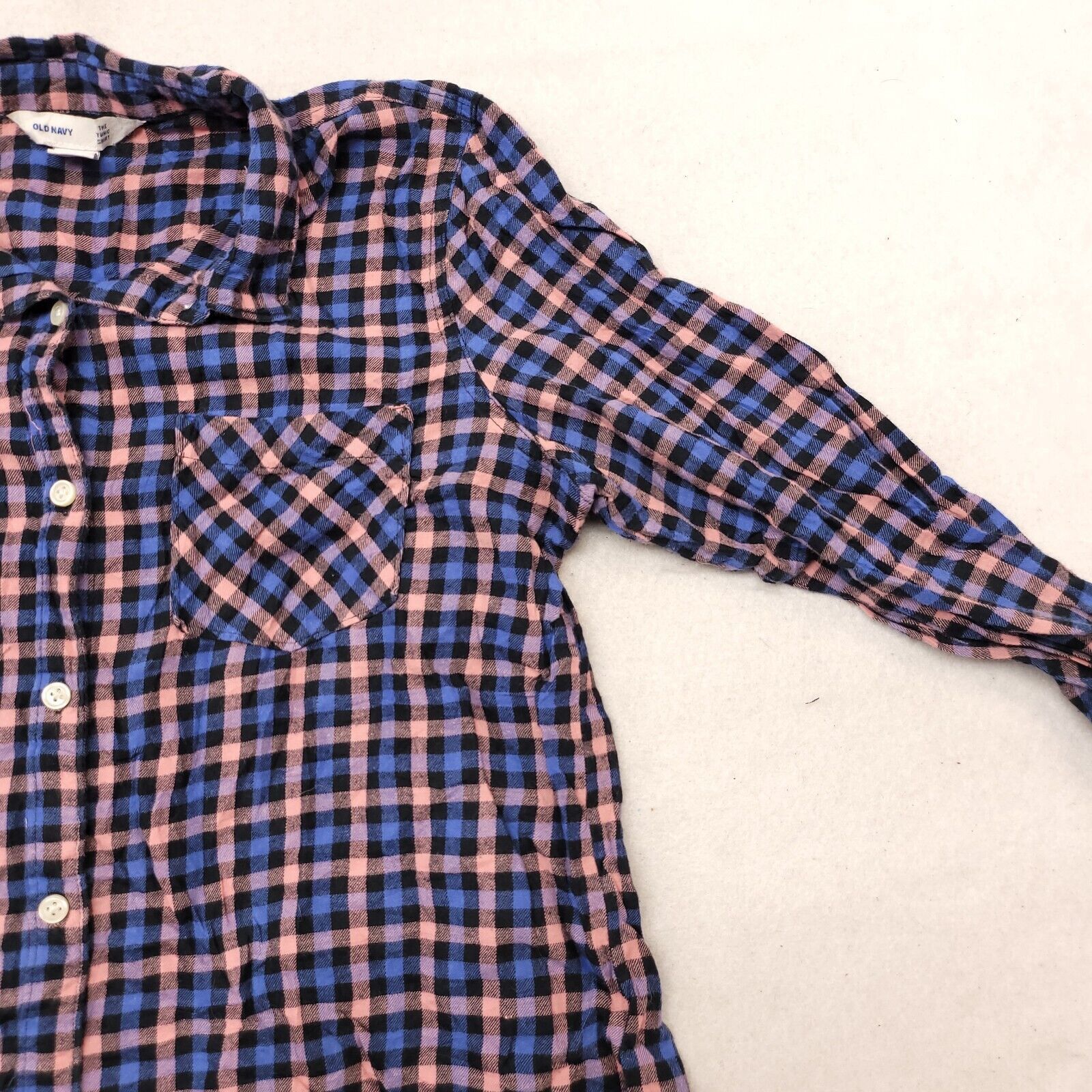 Old Navy Old Navy Buffalo Check Flannel Shirt Womens Size L Blue Pink Size L / US 10 / IT 46 - 5 Thumbnail