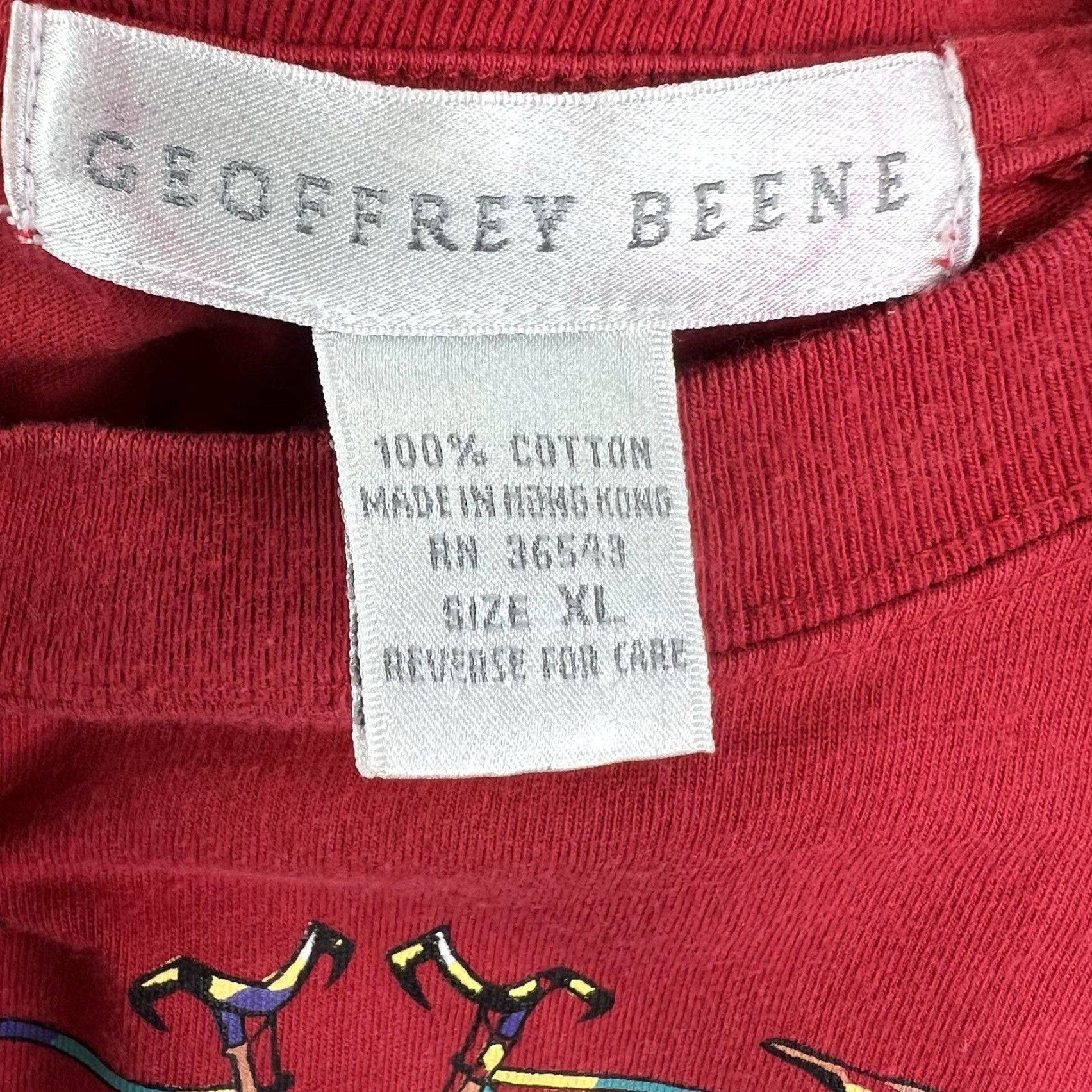 Vintage Goeffrey Beene T-Shirt Mens XL Red Graphic Print Bicycle Crew Neck Short Sleeve Vintage No Size US XL / EU 56 / 4 - 4 Thumbnail