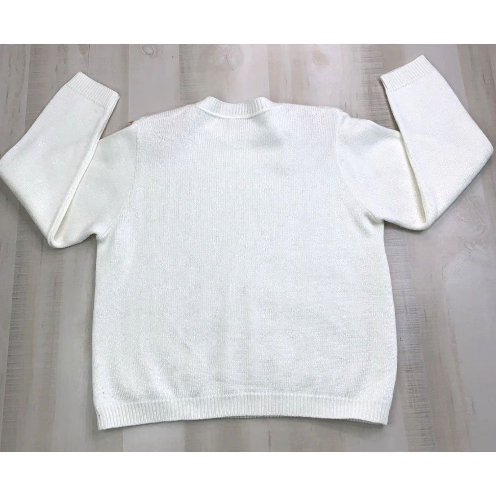 Vintage VINTAGE Cricket Lane Ivory Cable-Knit Womens Sweater Large USA Made Pullover Knit Long Sleeve Casual 80s Size L / US 10 / IT 46 - 5 Thumbnail