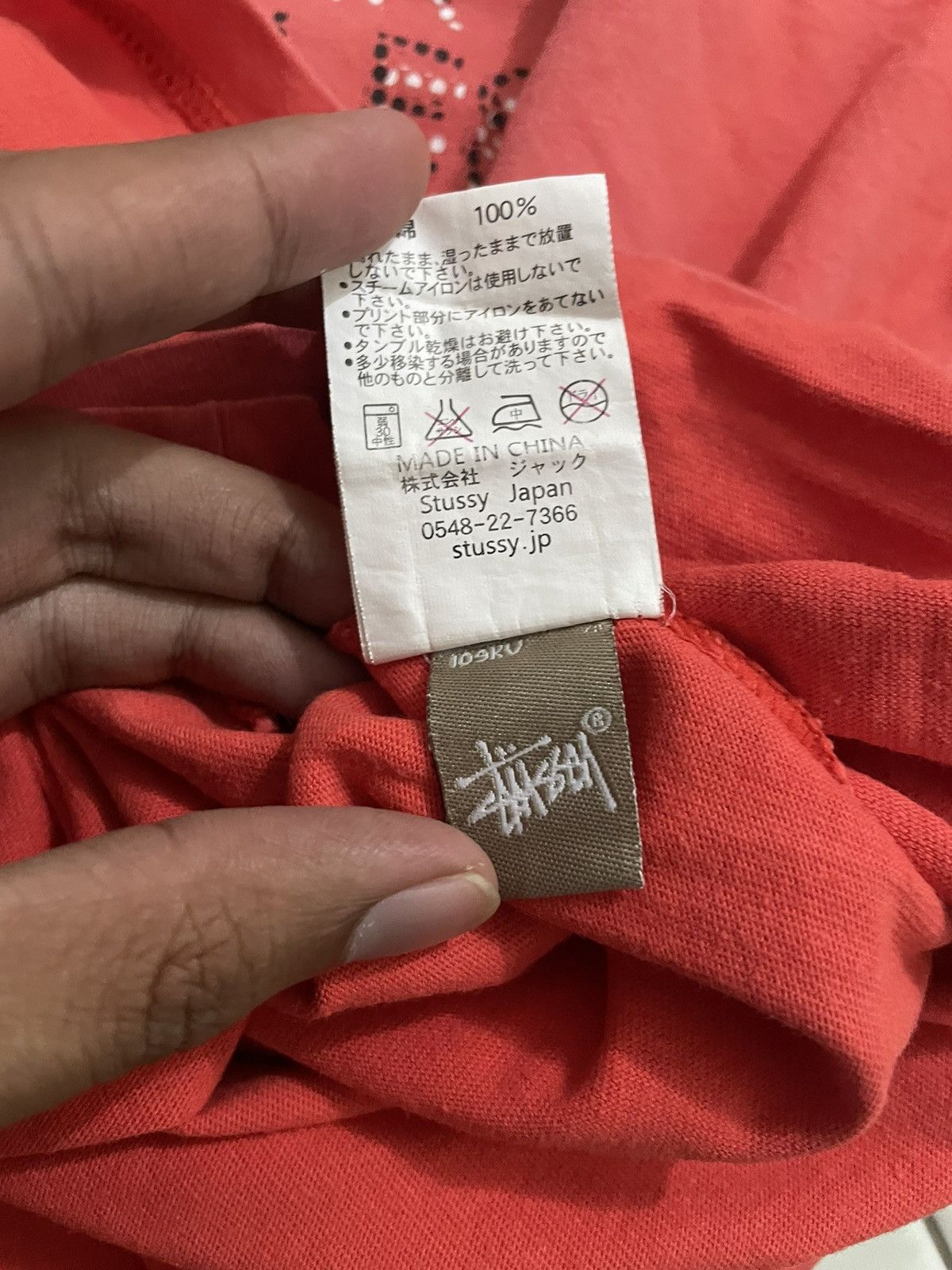 Stussy × Vintage Vintage Y2K Stussy Tour Faded Peach Tee Size US L / EU 52-54 / 3 - 4 Thumbnail