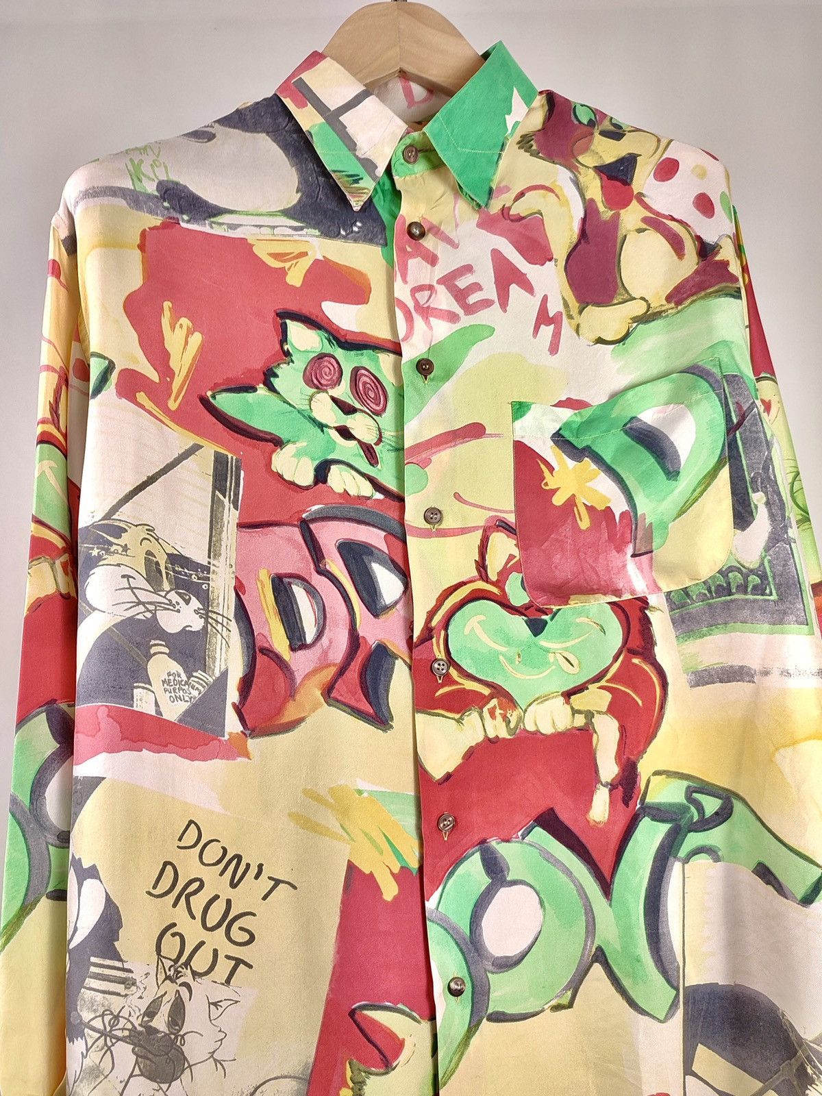 Iceberg 1992 Iceberg Silk Don’t Drug Out LSD Full Print Shirt Size US L / EU 52-54 / 3 - 10 Thumbnail