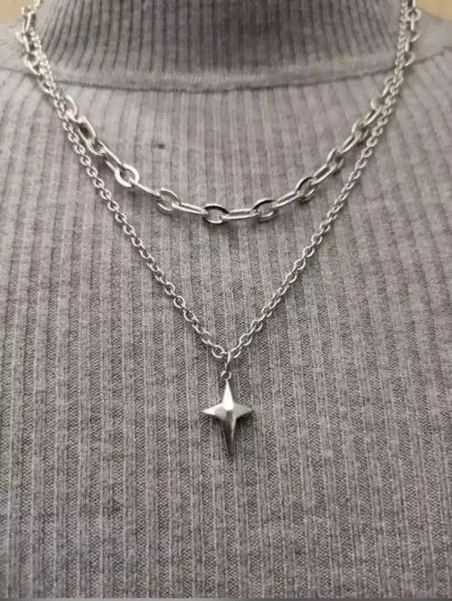 VIBE Star Chain Necklace Punk Gothic Chrome Rock Size ONE SIZE - 1 Thumbnail