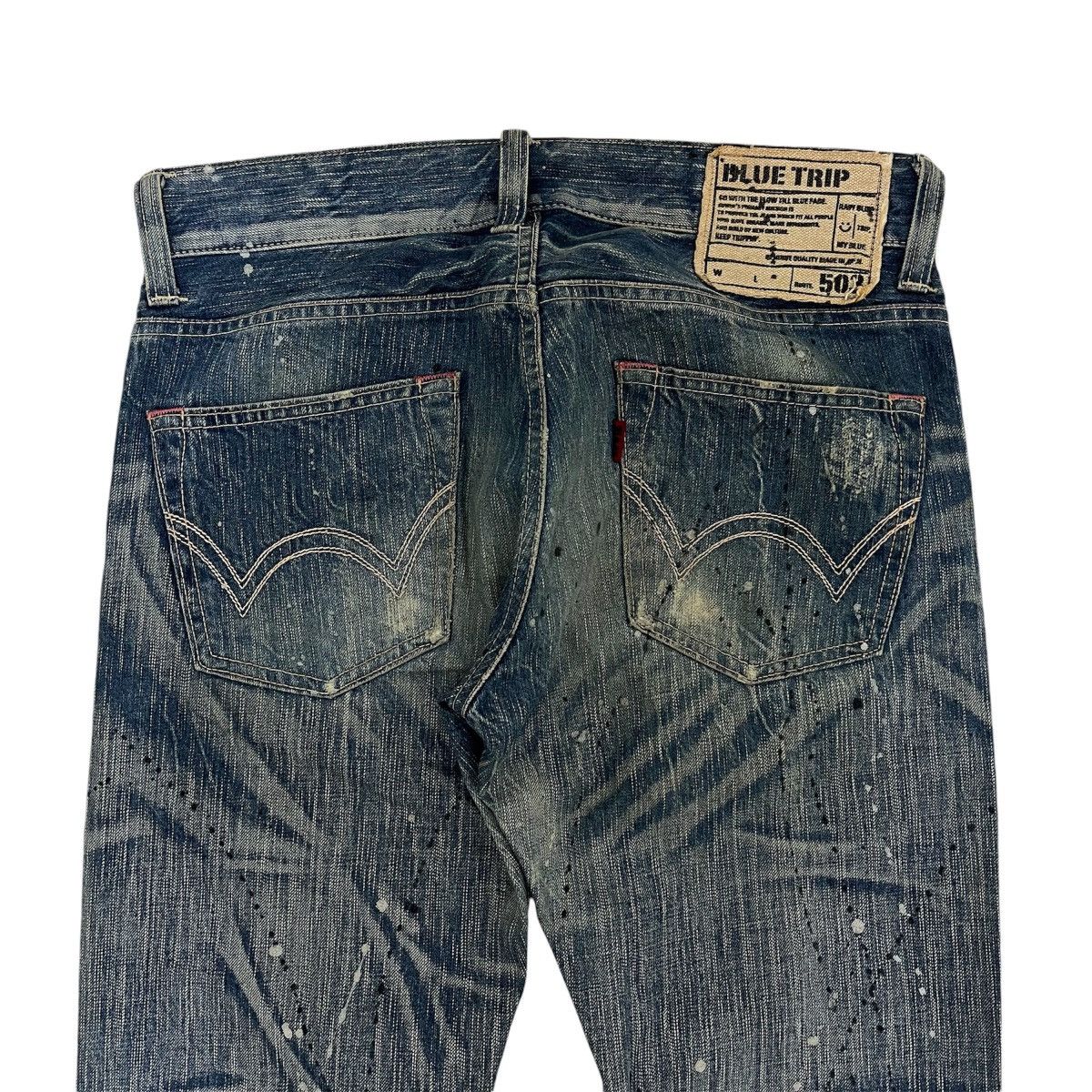 Kapital Flare Jeans Edwin Clawmark Distressed Painted Denim Boot Cut Size US 31 - 13 Thumbnail