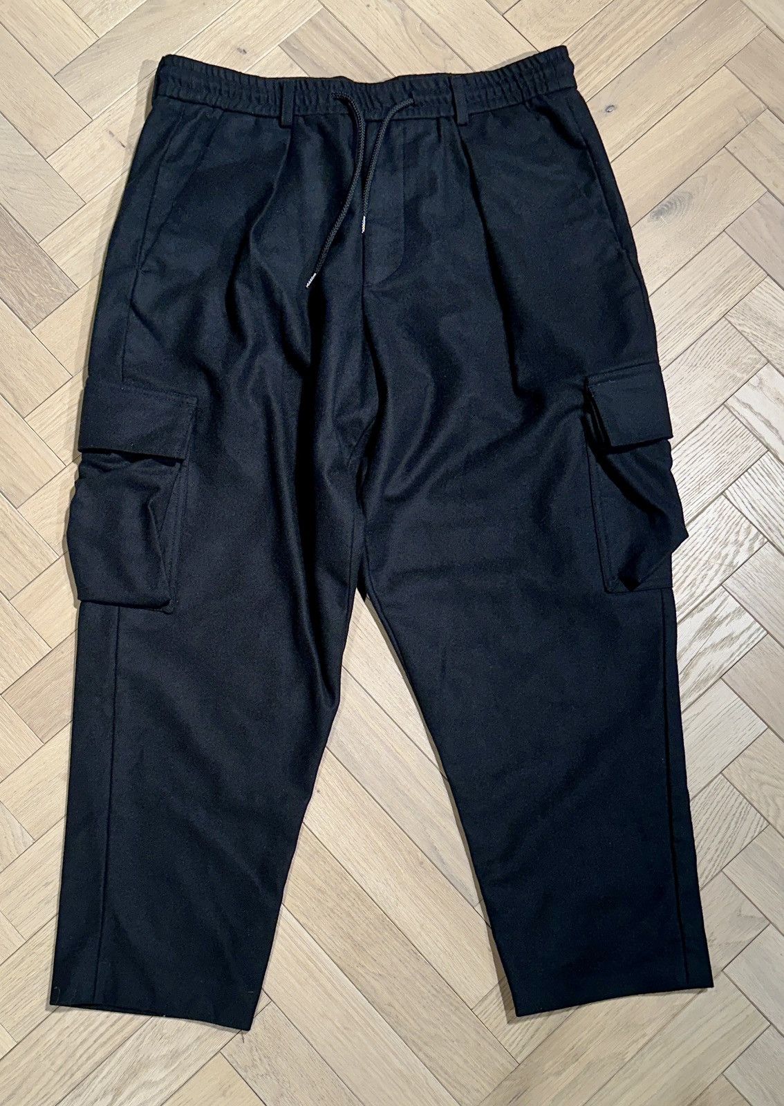 Lownn Lownn Black Wool Cargo Pants Size US 34 / EU 50 - 1 Thumbnail