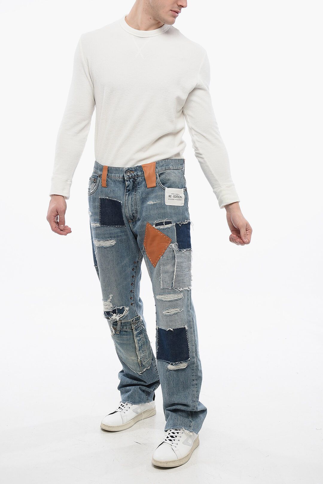 Dolce & Gabbana og1mm0825 Re-Edition Patchwork Denims in Light Blue Size US 34 / EU 50 - 4 Thumbnail
