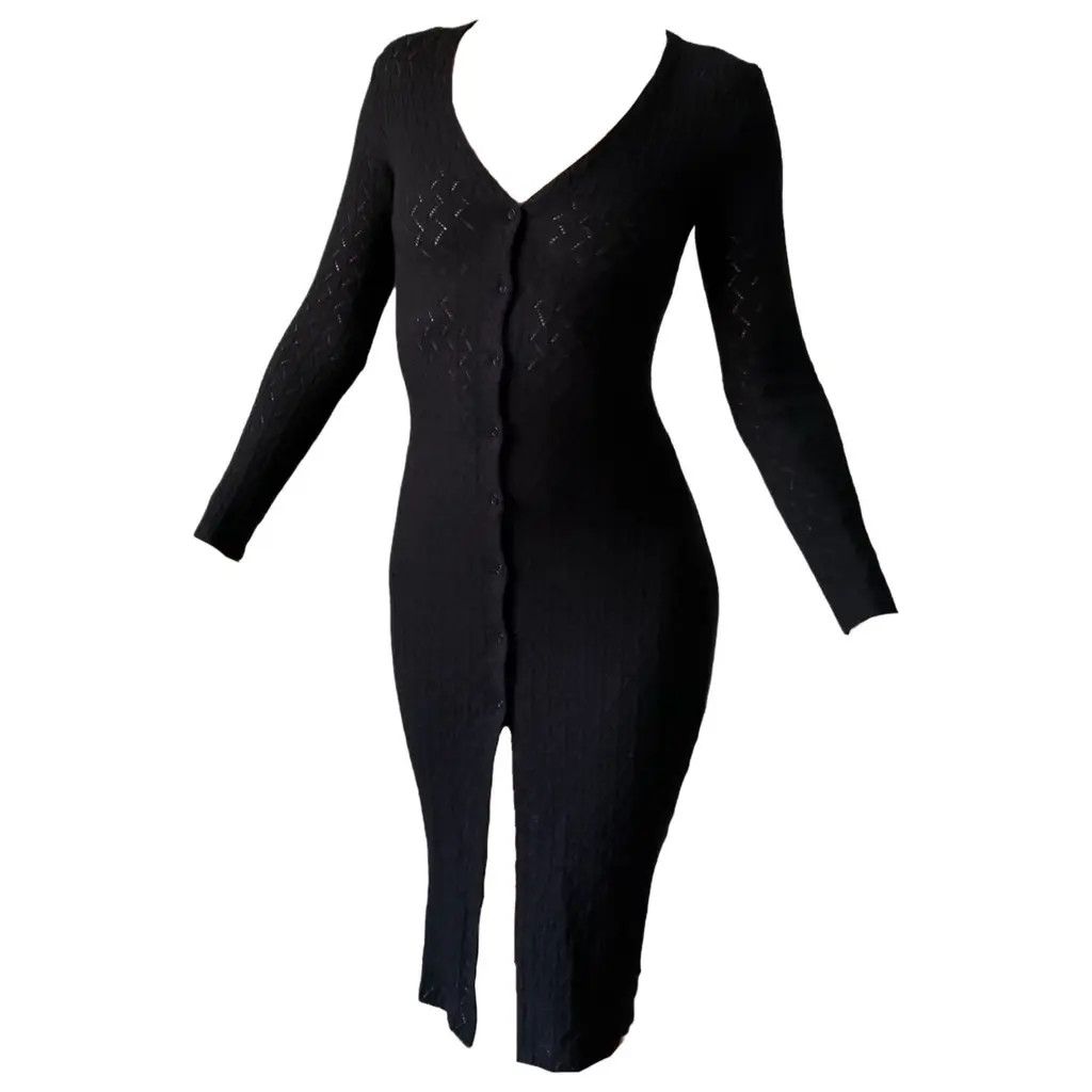 Dolce & Gabbana D&G Vintage Black Knit Button-Down Sweater Dress Size IT38 Size XS / US 0-2 / IT 36-38 - 2 Thumbnail