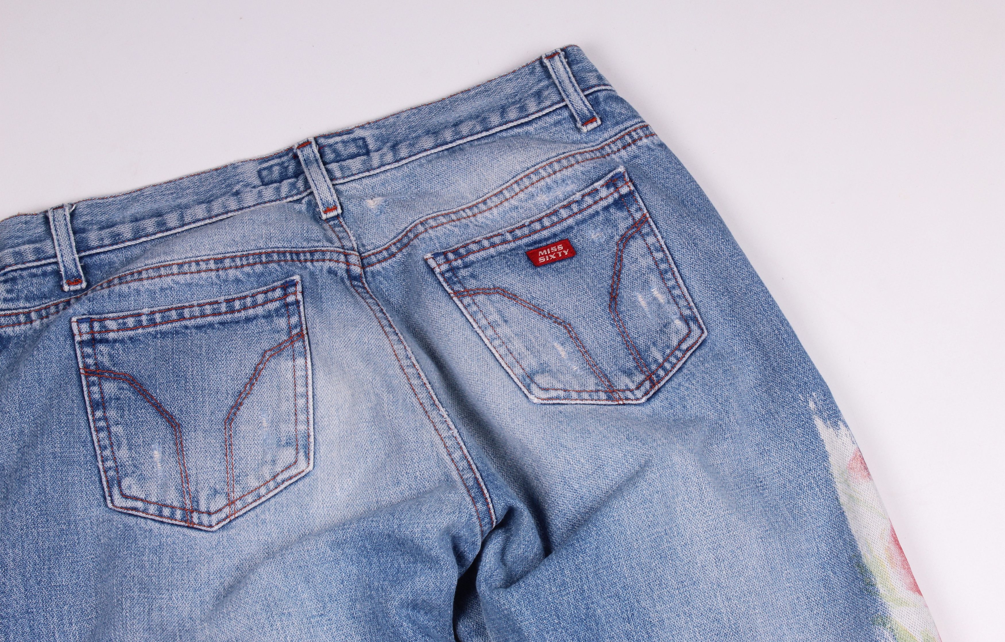 Other Vintage Miss Sixty Y2K Distressed Bootcut Floral Jeans Size 28" / US 6 / IT 42 - 7 Thumbnail