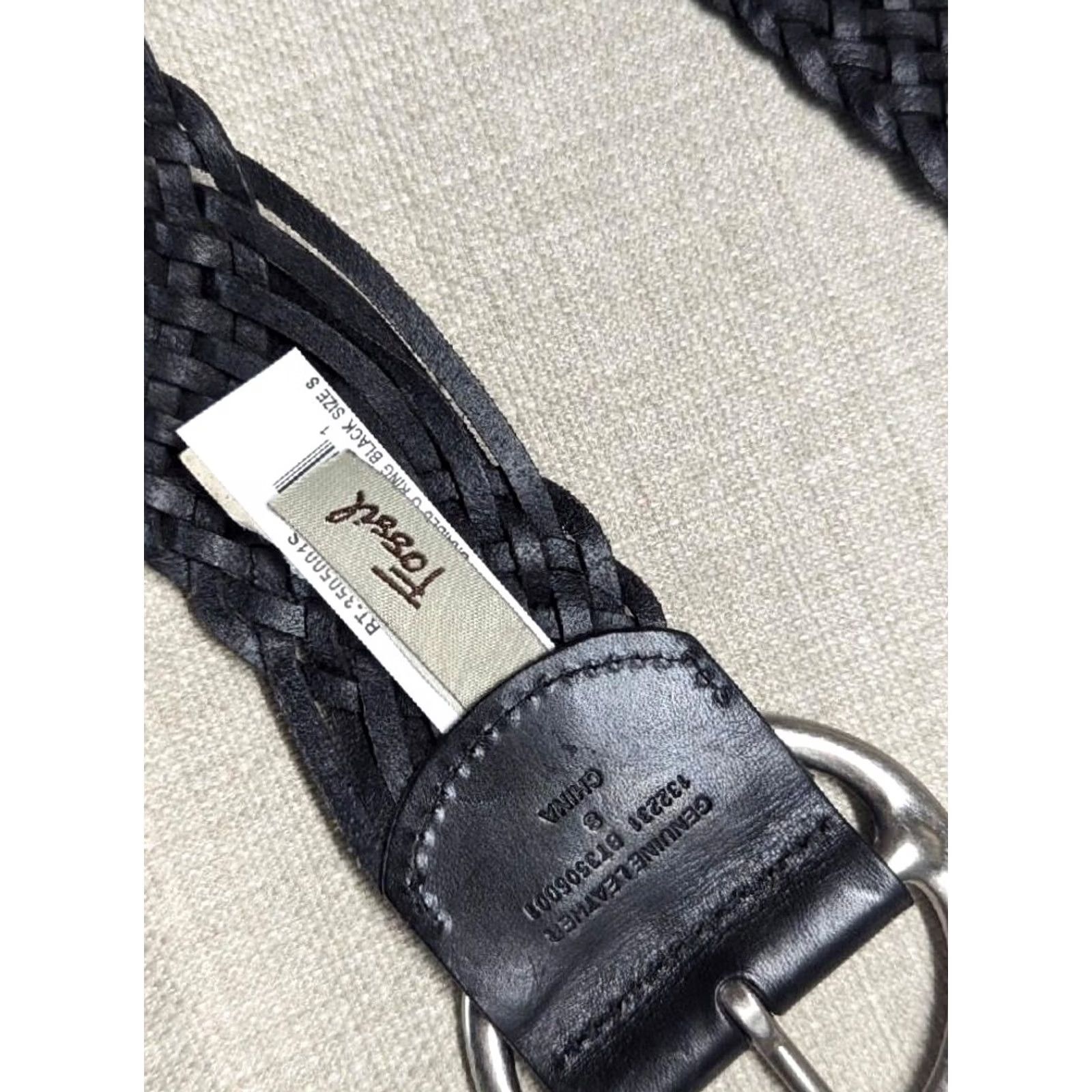 Fossil VINTAGE Fossil belt Women S 2-1/8" wide braided leather weave black Western belt size 28" waist Womens Size S / US 4 / IT 40 - 3 Thumbnail
