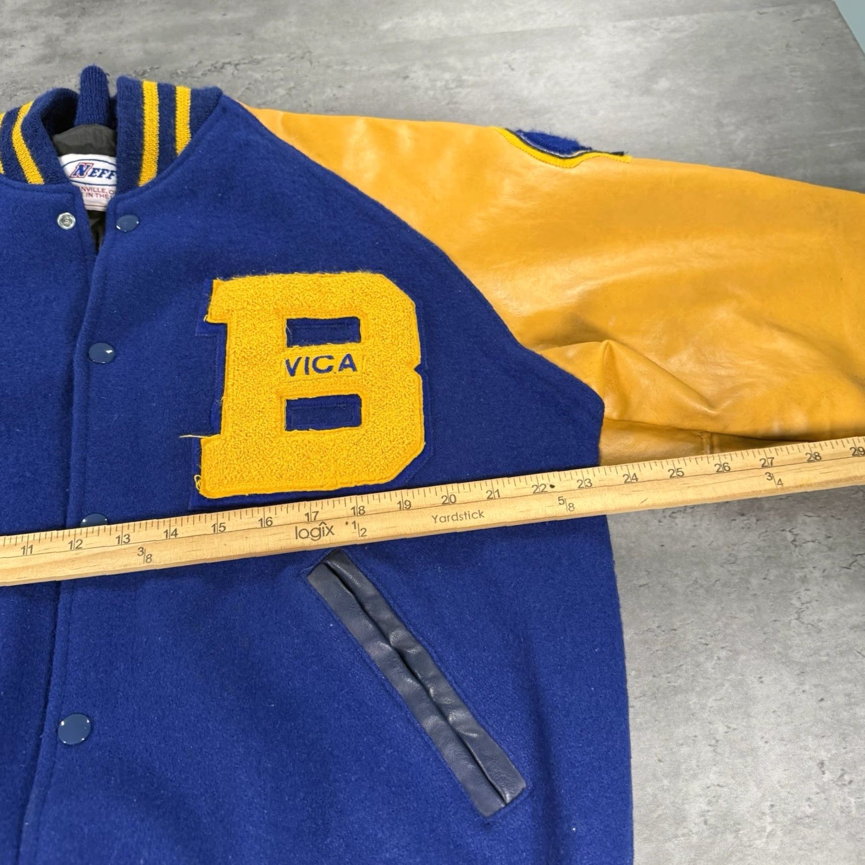 Vintage VINTAGE Neff Varsity Jacket Mens Large Blue Yellow Pirates Wool Leather Bomber Size US L / EU 52-54 / 3 - 7 Thumbnail