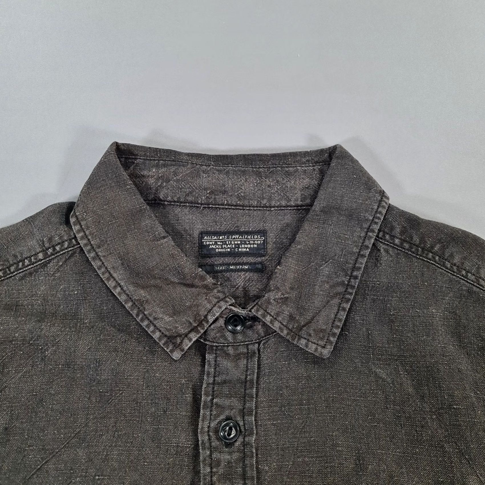 Allsaints Allsaints Mens Shirt Grey 100% Linen Button-Up Long Sleeve Collared M Casual City Holiday Modern Size US M / EU 48-50 / 2 - 2 Thumbnail