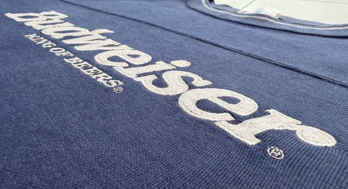 Budweiser Vintage 90s Budweiser"King of Beers" Logo Navy Blue Crewneck Size US L / EU 52-54 / 3 - 6 Thumbnail