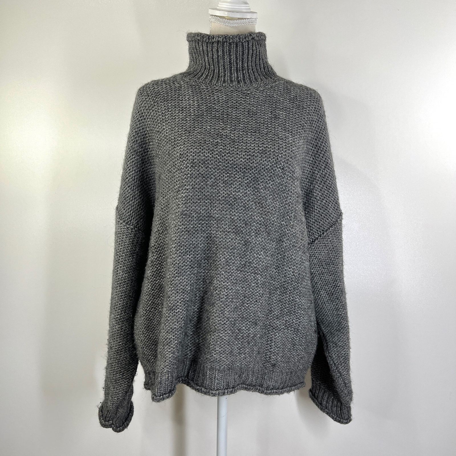 Anthropologie Anthropologie Lottie Sweater Grey Turtleneck Chunky Knit Size XL / US 12-14 / IT 48-50 - 1 Thumbnail