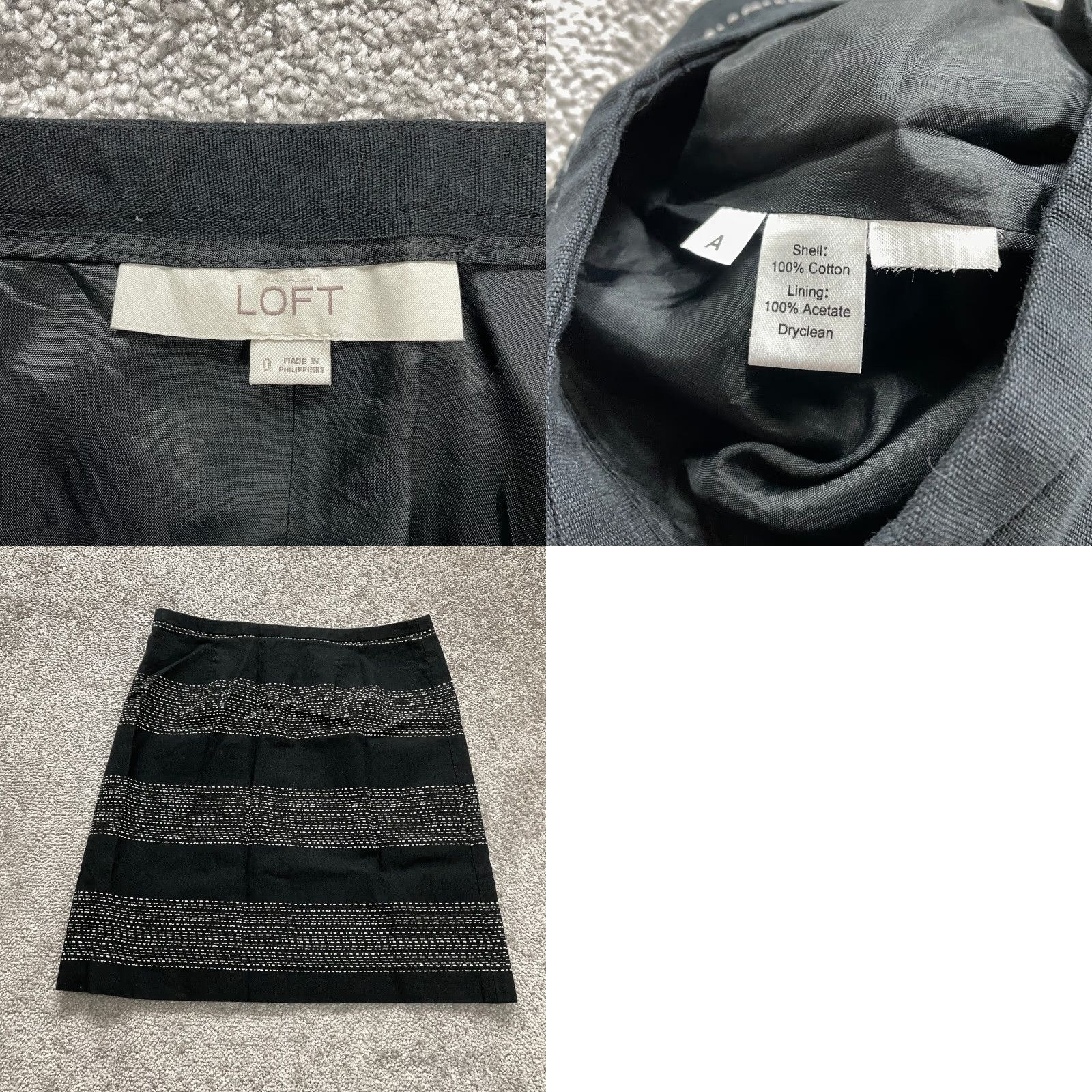 Loft LOFT Ann Taylor Skirt Mini Black White Striped Cotton Lined Womens 0 Short 0 Black White Striped Cotton Lined Zipper Vintage No Size 25" / US 0 / IT 36 - 8 Thumbnail