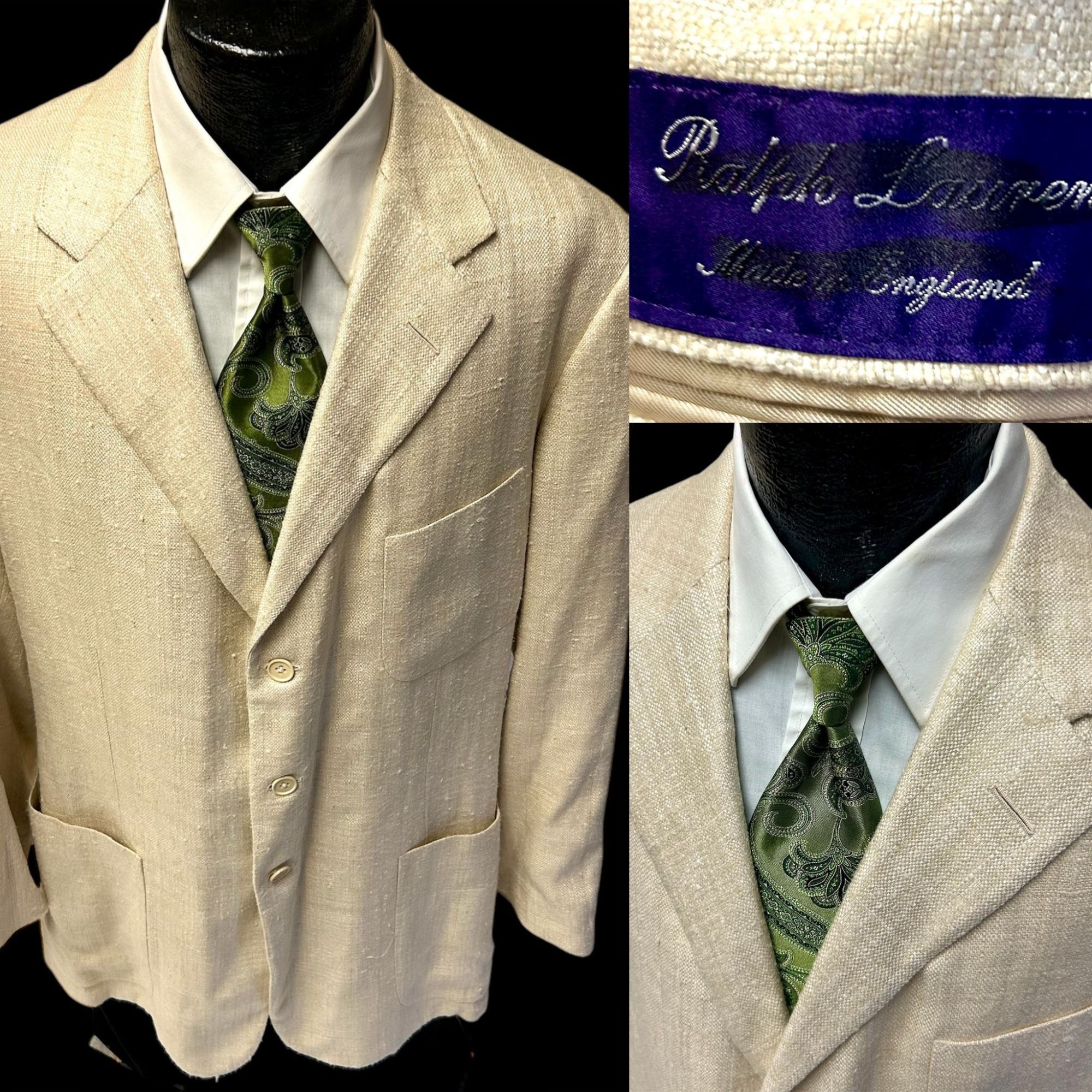 Ralph Lauren Ralph Lauren PURPLE LABEL Cream Sport Coat 3 BTN Jacket Size 44R - 1 Thumbnail