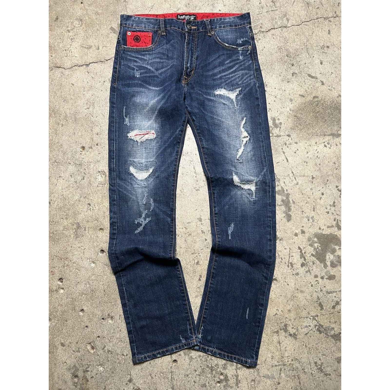 Japanese Brand Superably Men’s Logo Japanese Denim Size 34x34 Distressed Size US 34 / EU 50 - 1 Thumbnail