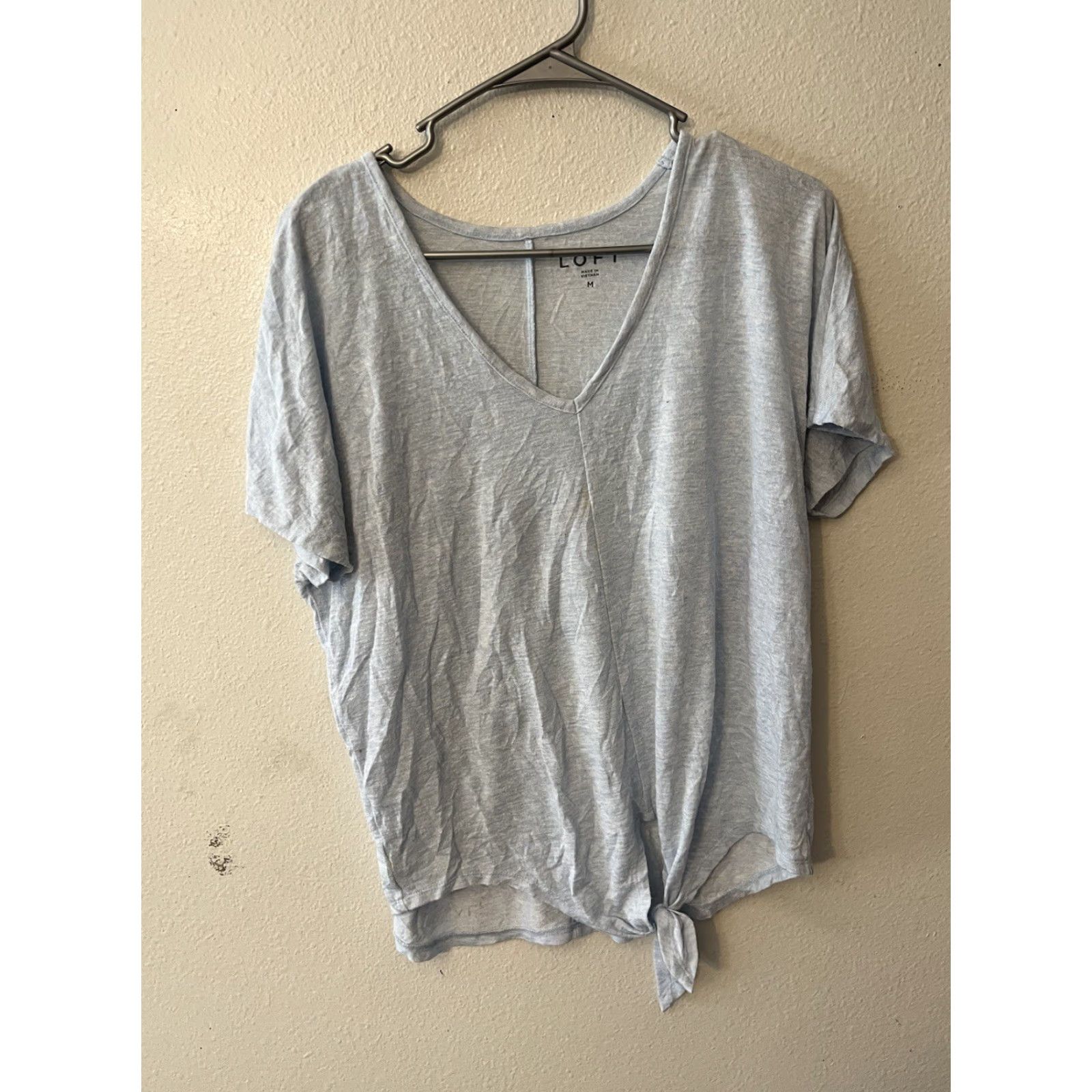Loft LOFT Blue Tie Front Top Oversized Modal Blend Casual Comfy Size Medium Shirt Womens Tie Front Top Modal Polyester Knit Vintage: No Size M / US 6-8 / IT 42-44 - 2 Thumbnail
