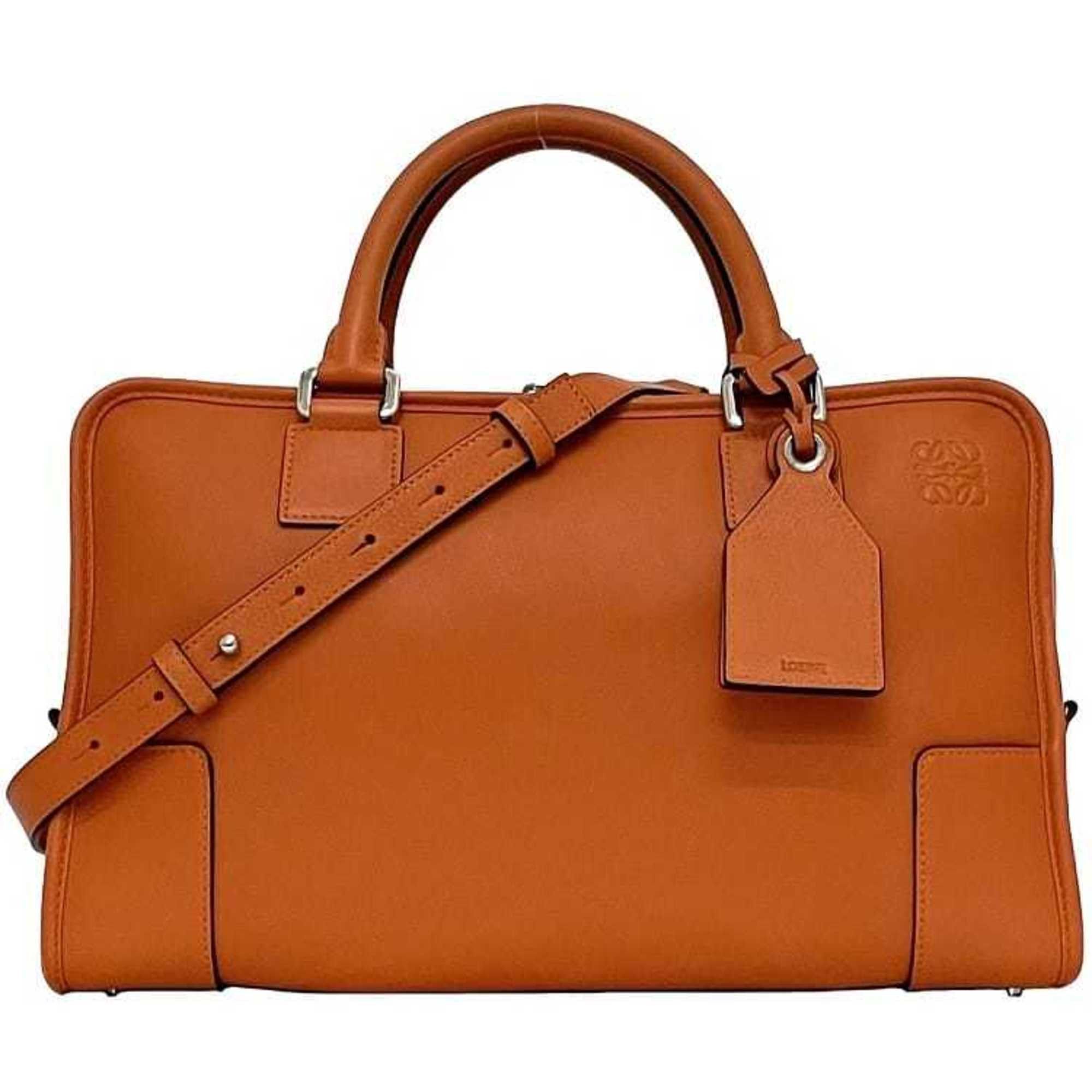 Loewe 2-Way Bag Amazona 36 F-22987 Orange Anagram 352.30.n22 Leather 261508 Handbag Crossbody Women's Name Tag Genuine Engraved