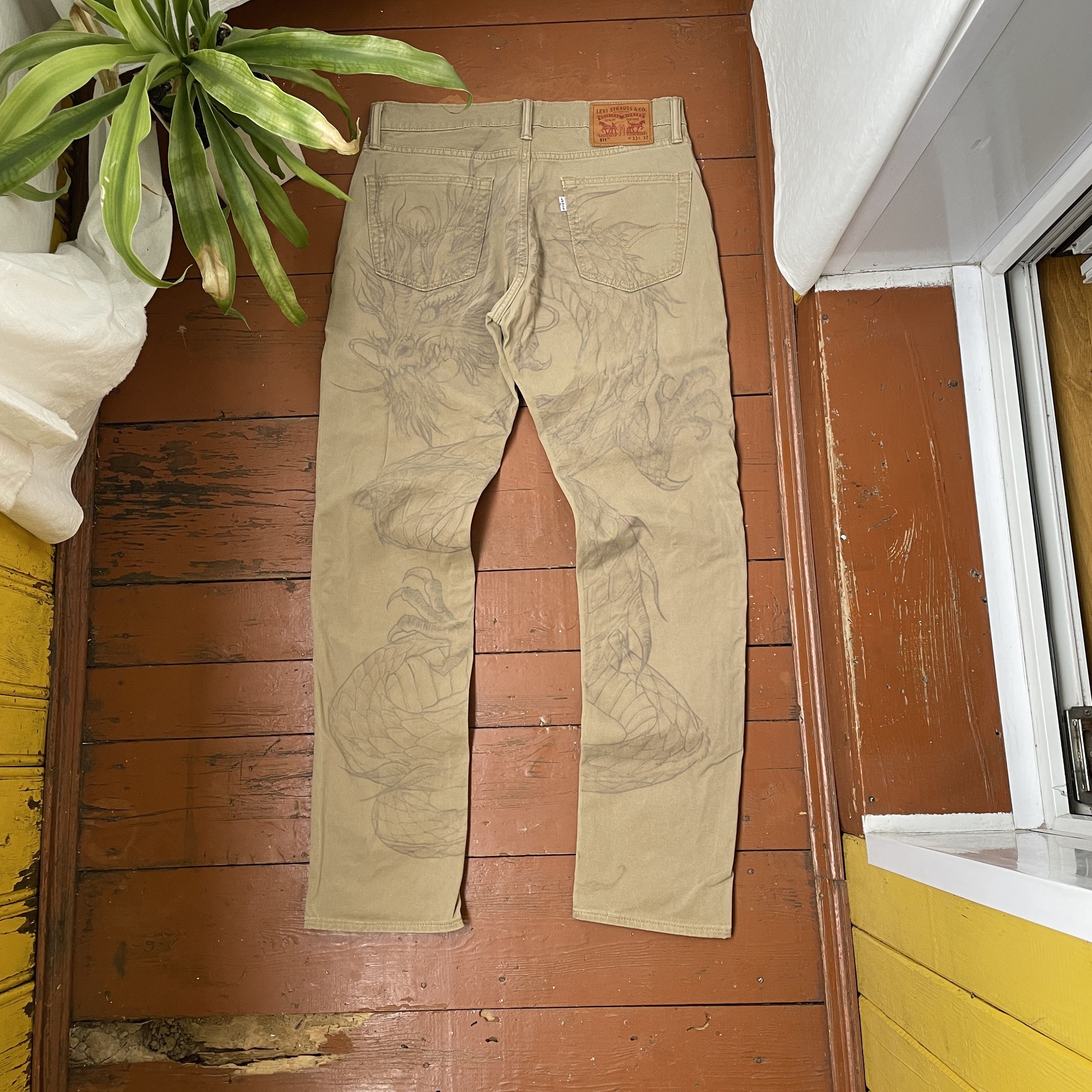 Levi's Custom Levi's pants Dragon Japanese style opium y2k faded Size US 33 - 3 Thumbnail