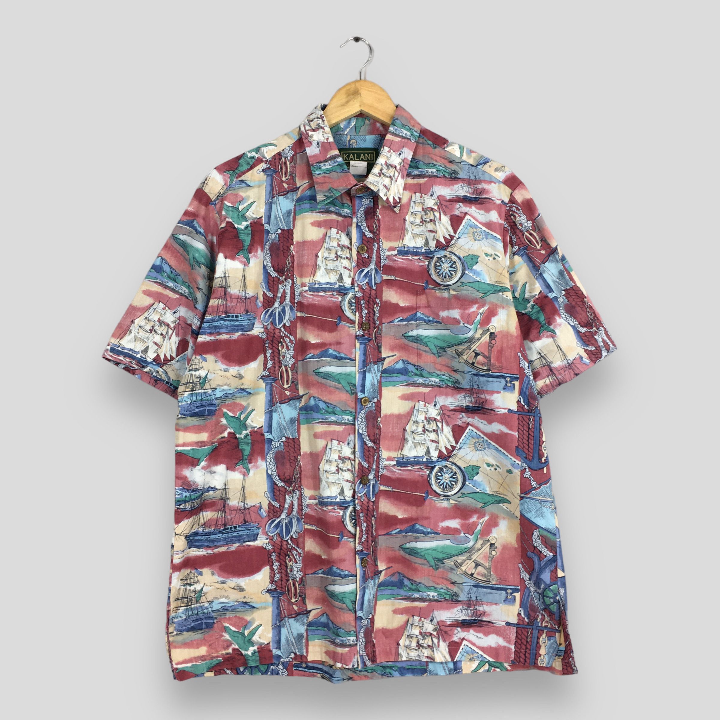 IOLANI Vintage Kalani Big Whale Sailing Beach Hawaiian Shirt XLarge Size US XL / EU 56 / 4 - 1 Thumbnail