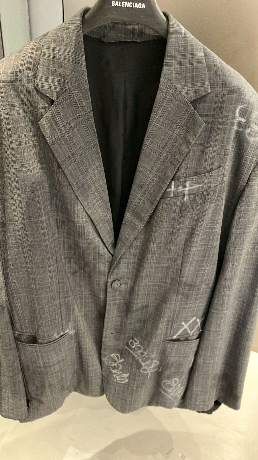 Balenciaga Graffiti Skater Tailored Jacket in Grey/Black Size US XS / EU 42 / 0 - 6 Thumbnail