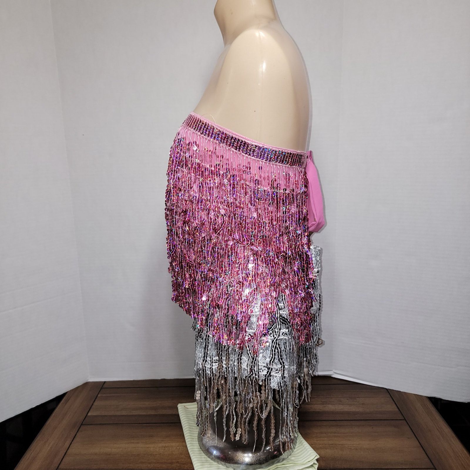 Other 2 Pc Sequin Silver Bottom & Pink Wrap - Size Large / OS Size 26" / US 2 / IT 38 - 4 Thumbnail