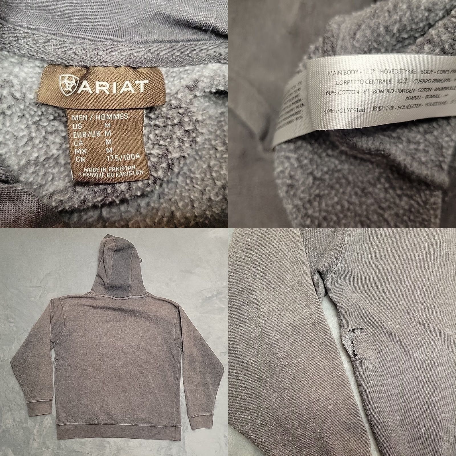 Ariat Ariat Hoodie Men M Gray Cattle Graphic Western Pullover Work Sweatshirt Size US M / EU 48-50 / 2 - 8 Thumbnail