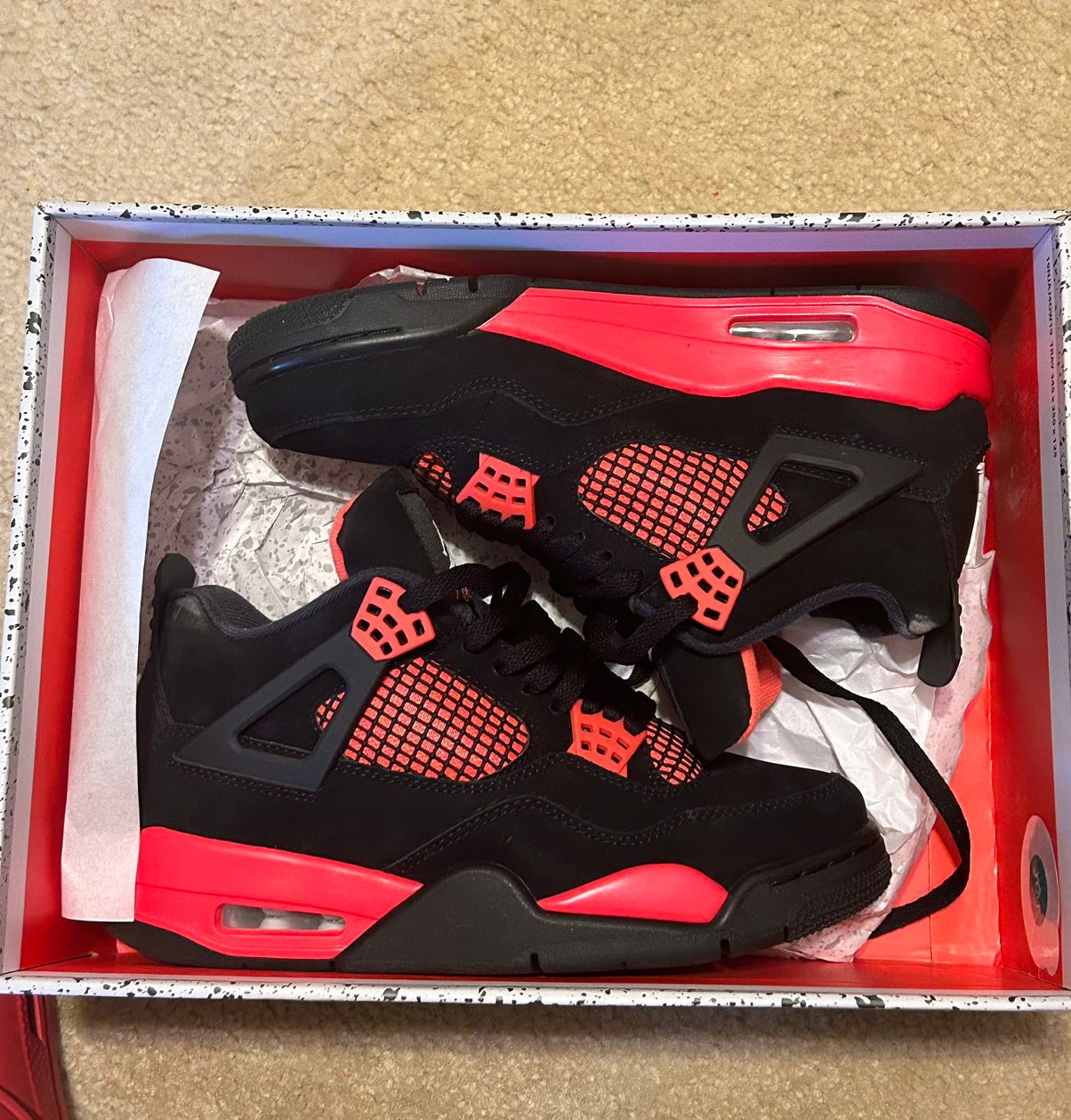 Pre-owned Jordan Nike Jordan 4 Red Thunder Shoes In Black