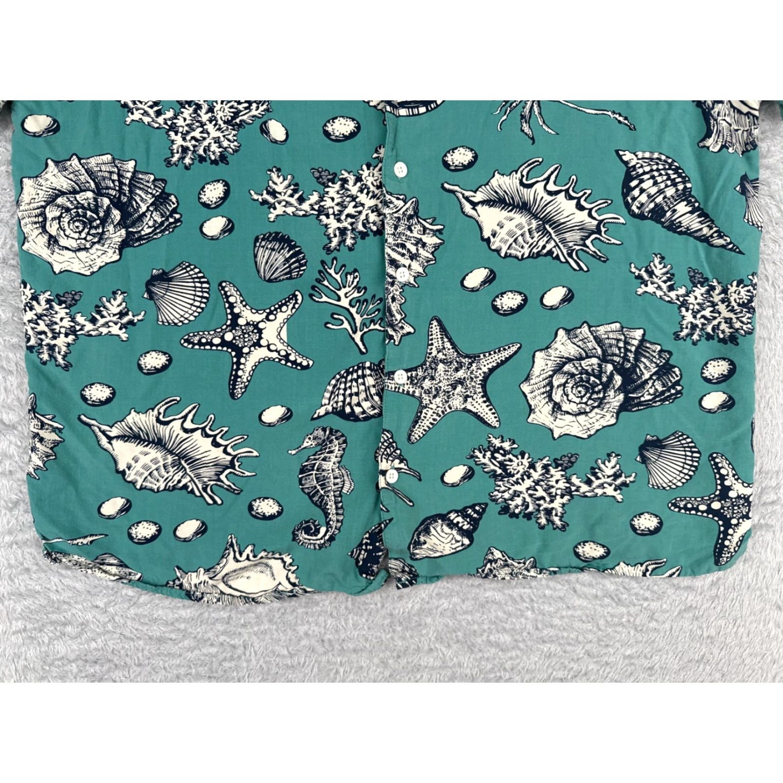 Vintage Original Use shirt XL Blue Coral Seashells Hawaiian 100% Rayon Size US XL / EU 56 / 4 - 5 Thumbnail