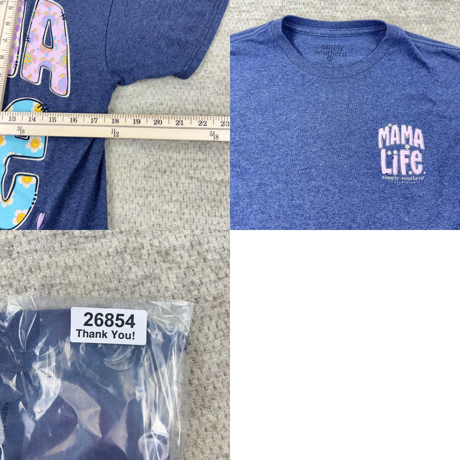 Vintage Simply Southern Shirt Women Medium Blue Mom Life T-Shirt Casual Short Sleeve Size M / US 6-8 / IT 42-44 - 8 Thumbnail