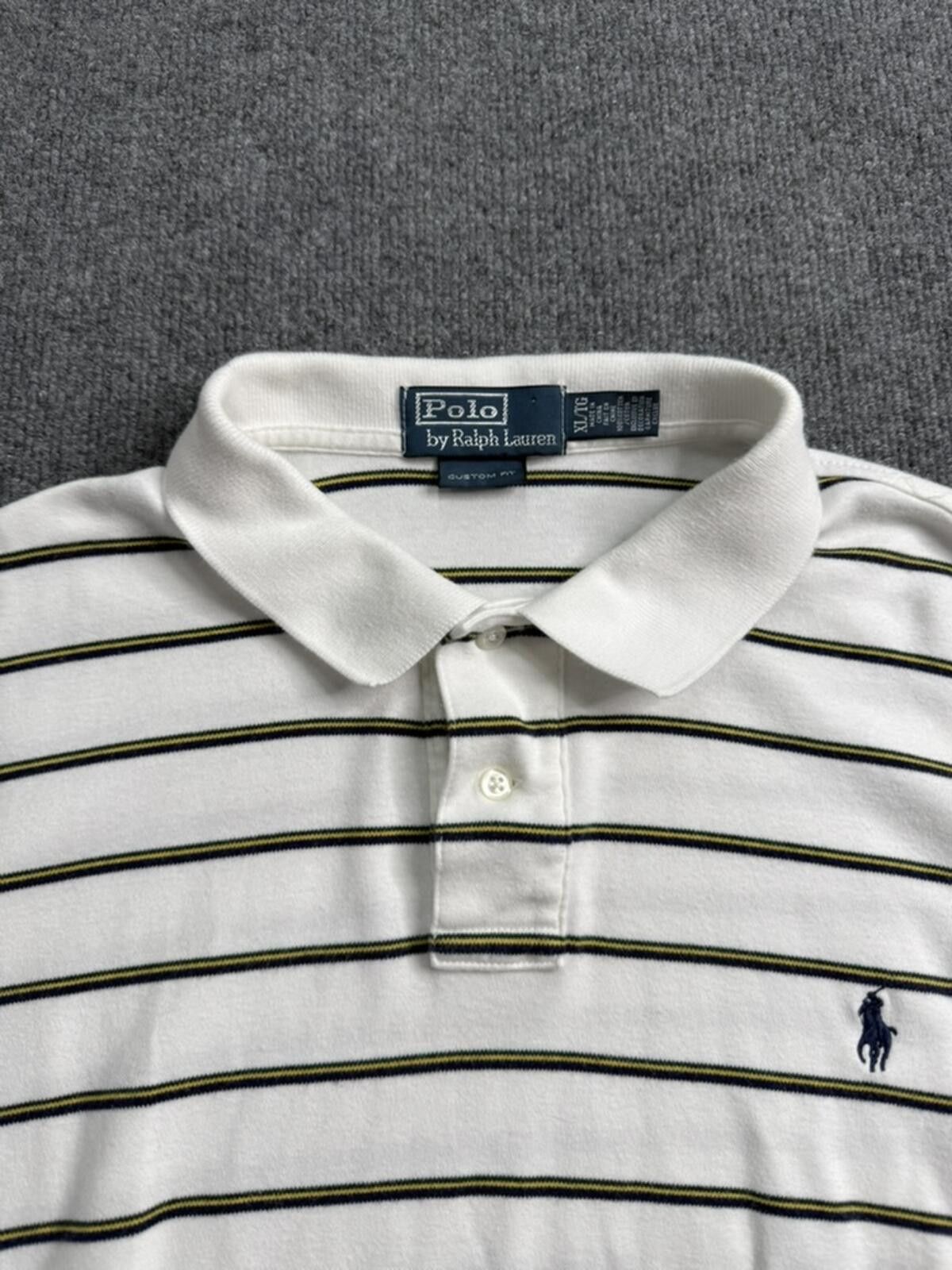Polo Ralph Lauren Vintage 90s Polo Ralph Lauren Striped Polo Shirt White XL Size US XL / EU 56 / 4 - 5 Thumbnail