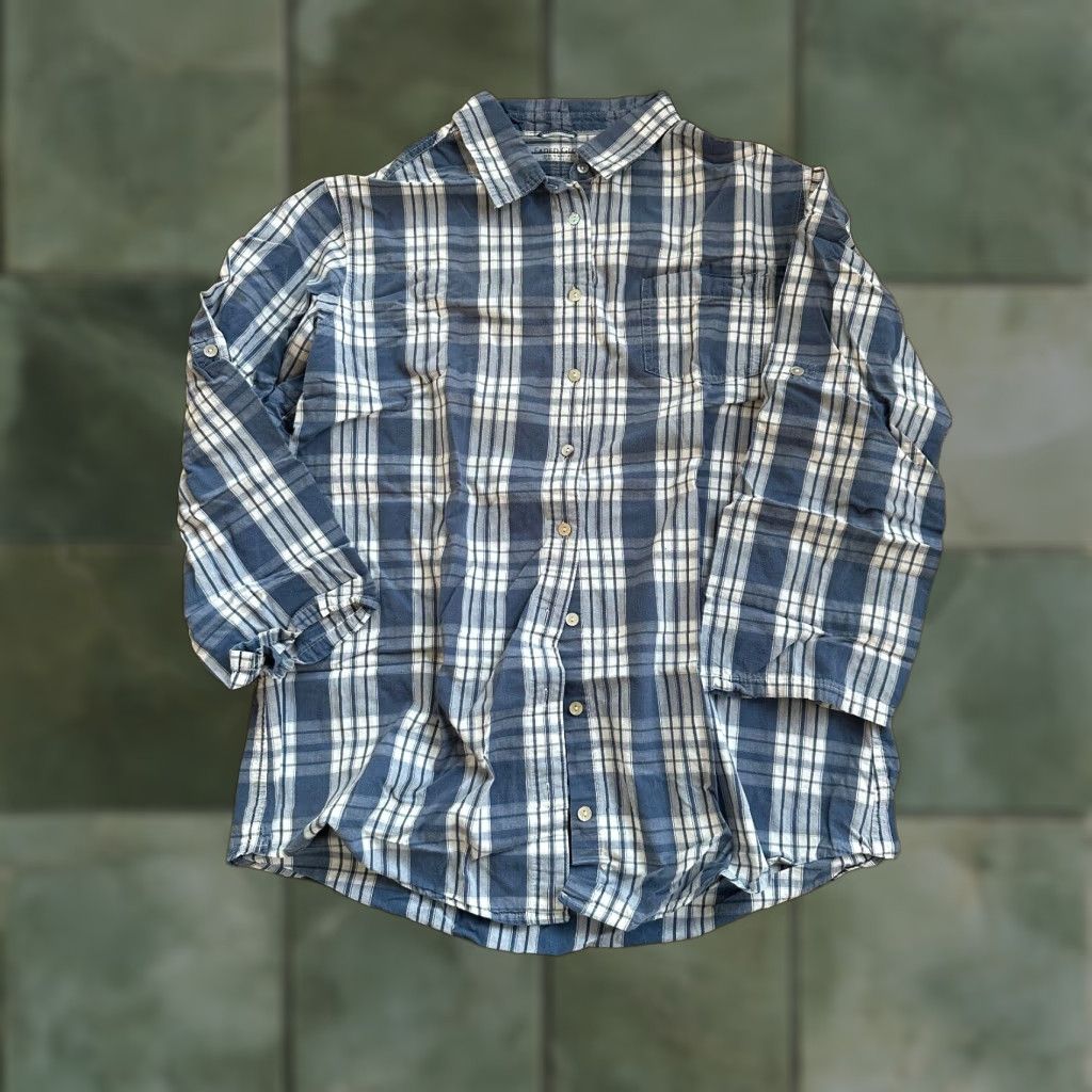 Faded Glory Faded Glory Women's Plaid Sleep Shirt Long Sleeve Nightshirt 100% Cotton Size XL Blue Size XL / US 12-14 / IT 48-50 - 1 Thumbnail