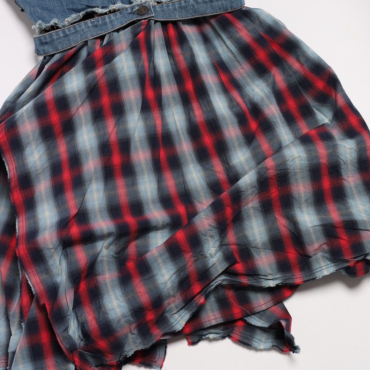 Alexander McQueen Alexander McQueen MCQ Denim Dress with Plaid Skirt Grunge Size S / US 4 / IT 40 - 17 Thumbnail
