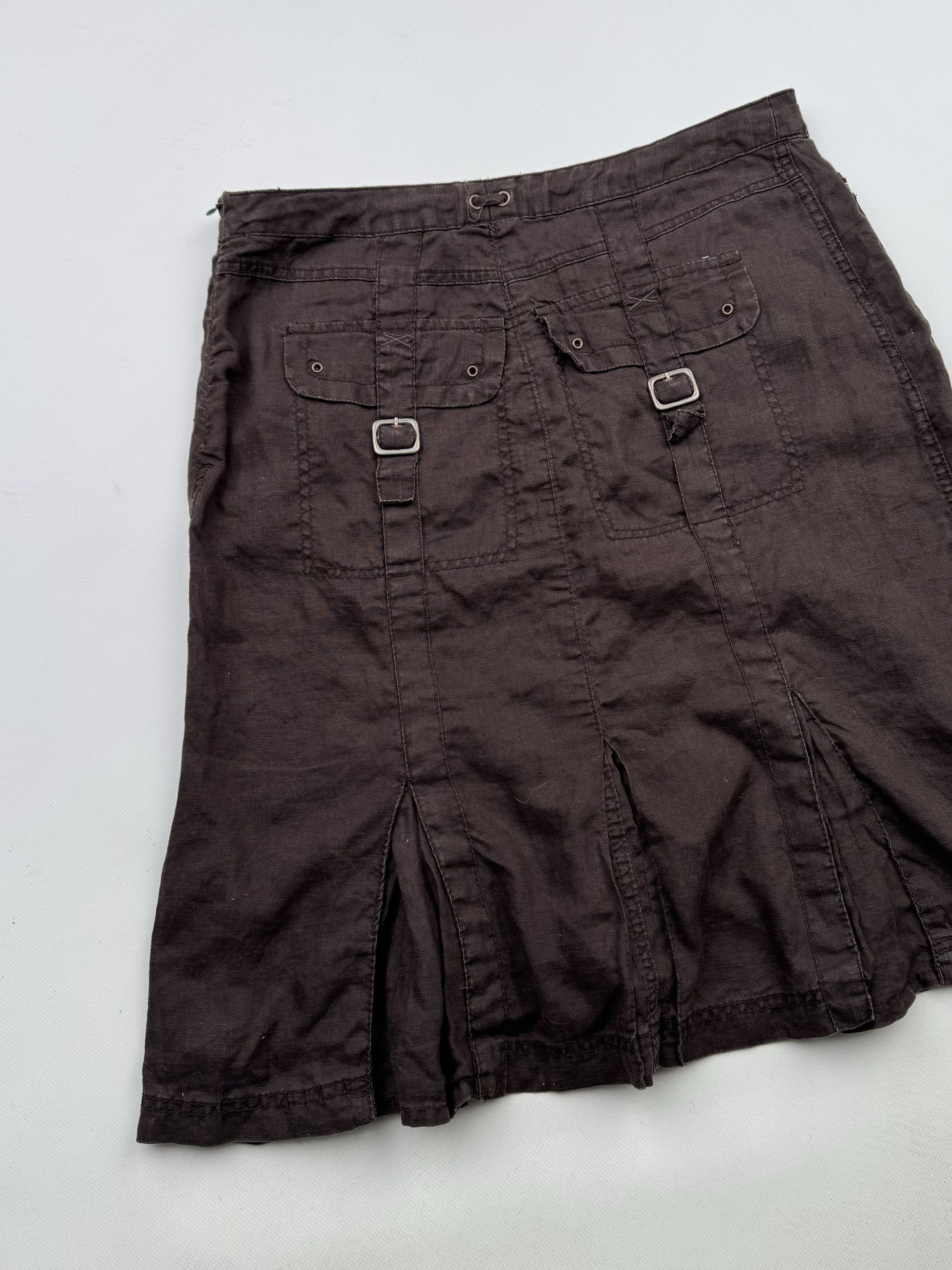 90's Cargo Linen Midi Skirt B56