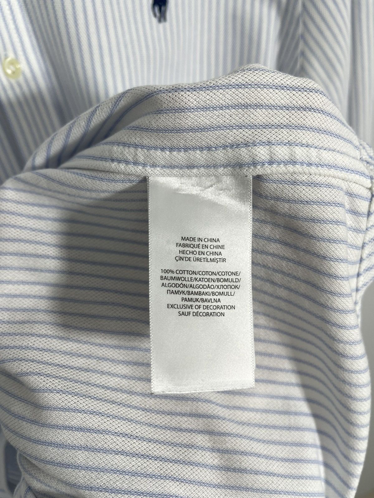 Polo Ralph Lauren Polo Ralph Lauren Knit Oxford White/Blue Striped Shirt Size US XL / EU 56 / 4 - 11 Thumbnail