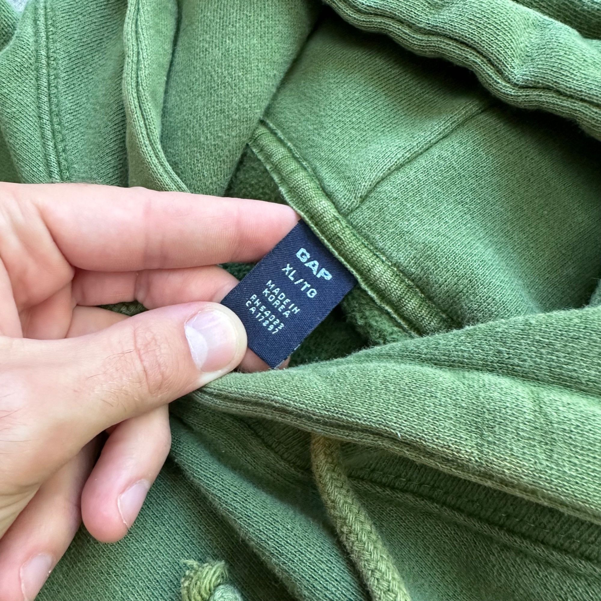 Gap × Vintage Vintage Y2K GAP Reverse Weave Style Hoodie Sweatshirt Olive Size US XL / EU 56 / 4 - 4 Thumbnail