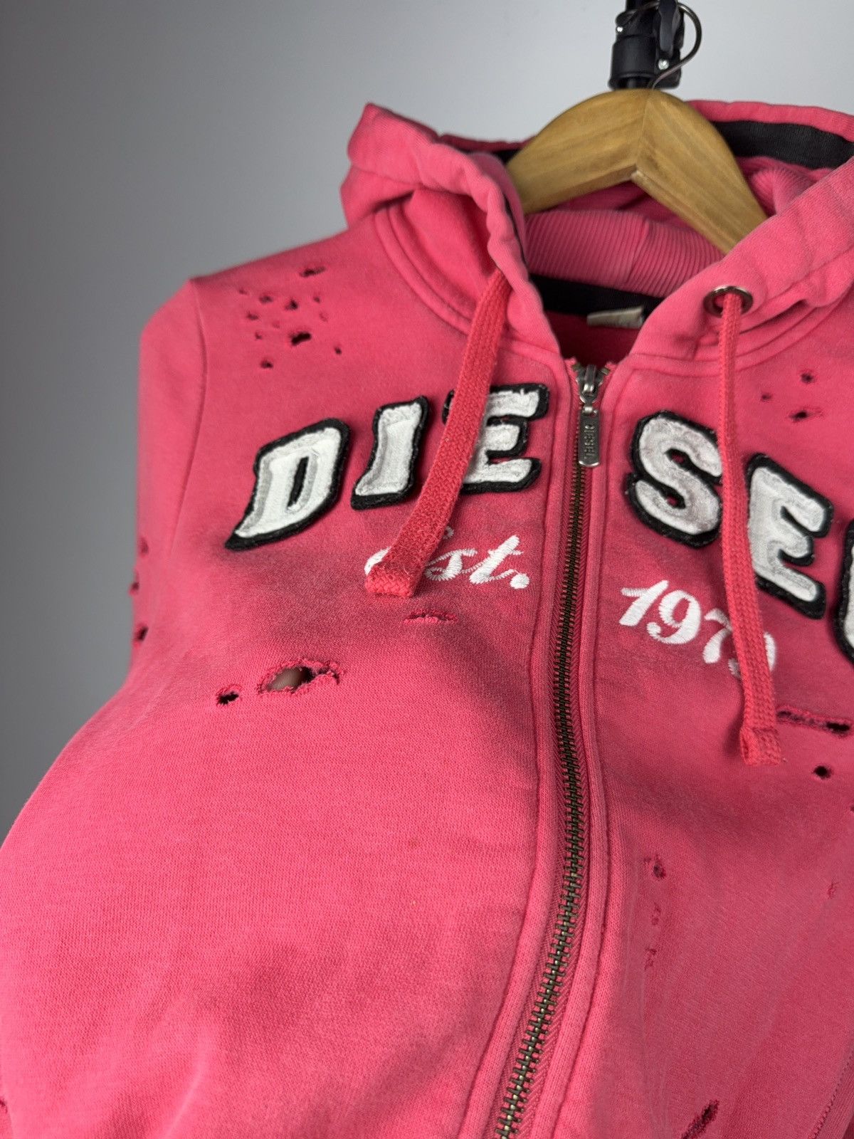 Diesel Vntg Y2K 90s Distressed Diesel Hoodie Luxury Avant Grade Size L / US 10 / IT 46 - 5 Thumbnail