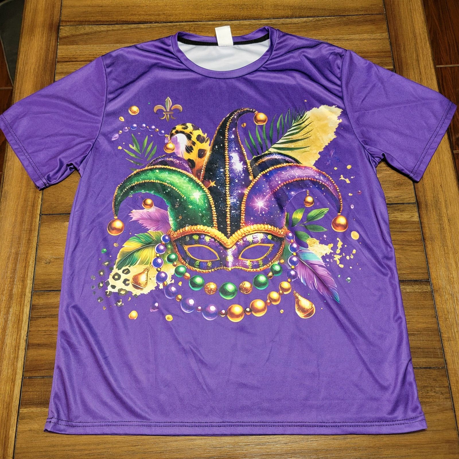 Other Mardi Gras Purple Unisex Tee Mask w/ Beads - Size XXL* Size XXL / US 16-18 / IT 52-54 - 1 Thumbnail