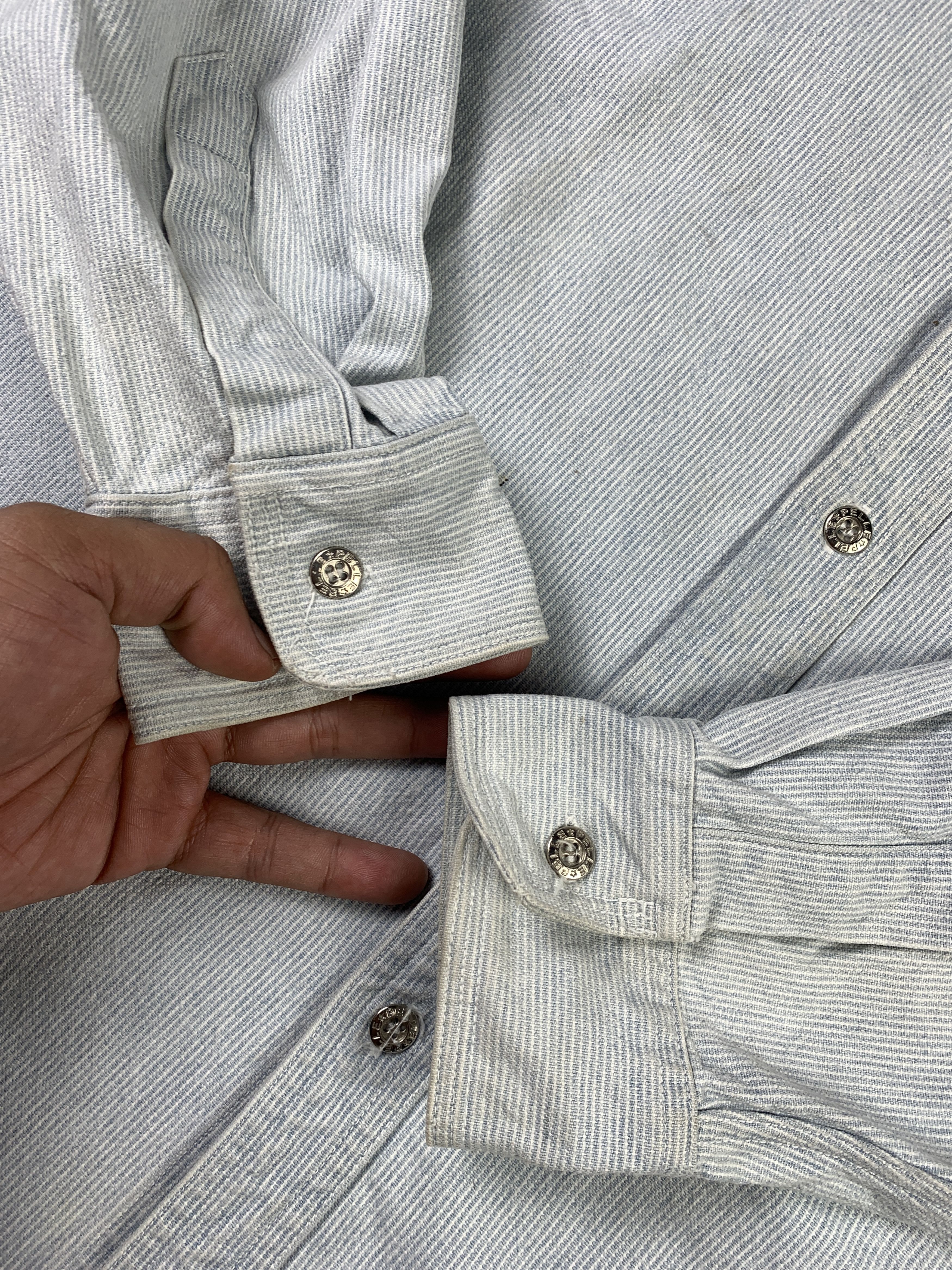 Marc Buchanan Pelle Pelle by Marc Buchanan Soft Blue Heavy Shirt (L) Size US L / EU 52-54 / 3 - 3 Thumbnail