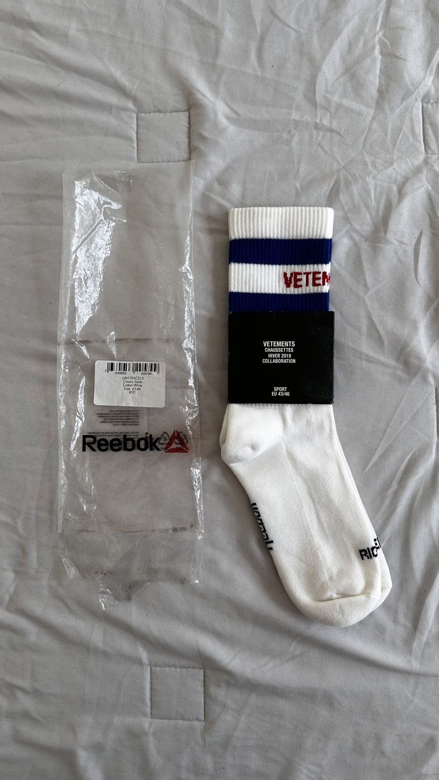 未使用 VETEMENTS x REEBOK L ソックス 正規品 vetements Reebok ソックス 靴下 黒 ヴェトモン
