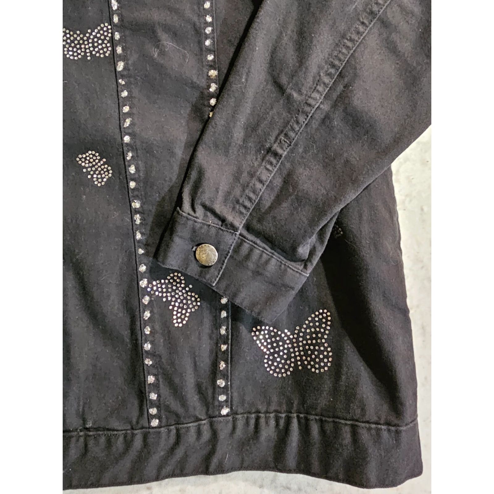 Quacker Factory VINTAGE The Quacker Factory Black Denim Jacket Rhinestone Butterflies Women's Size Large Jacket Size L / US 10 / IT 46 - 6 Thumbnail
