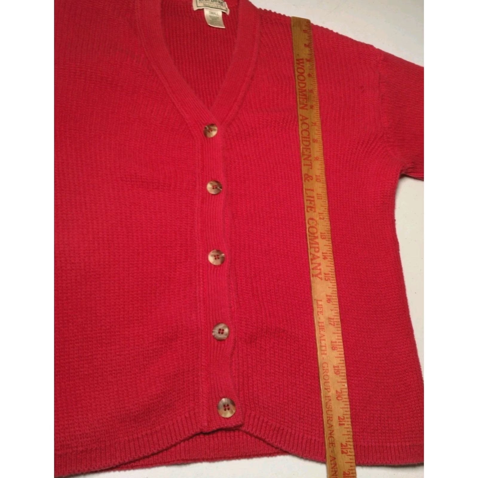 Vintage VINTAGE L.L. Bean Cardigan Sweater Women Small Red Cotton Ribbed Knit V-Neck USA Made Size S / US 4 / IT 40 - 6 Thumbnail